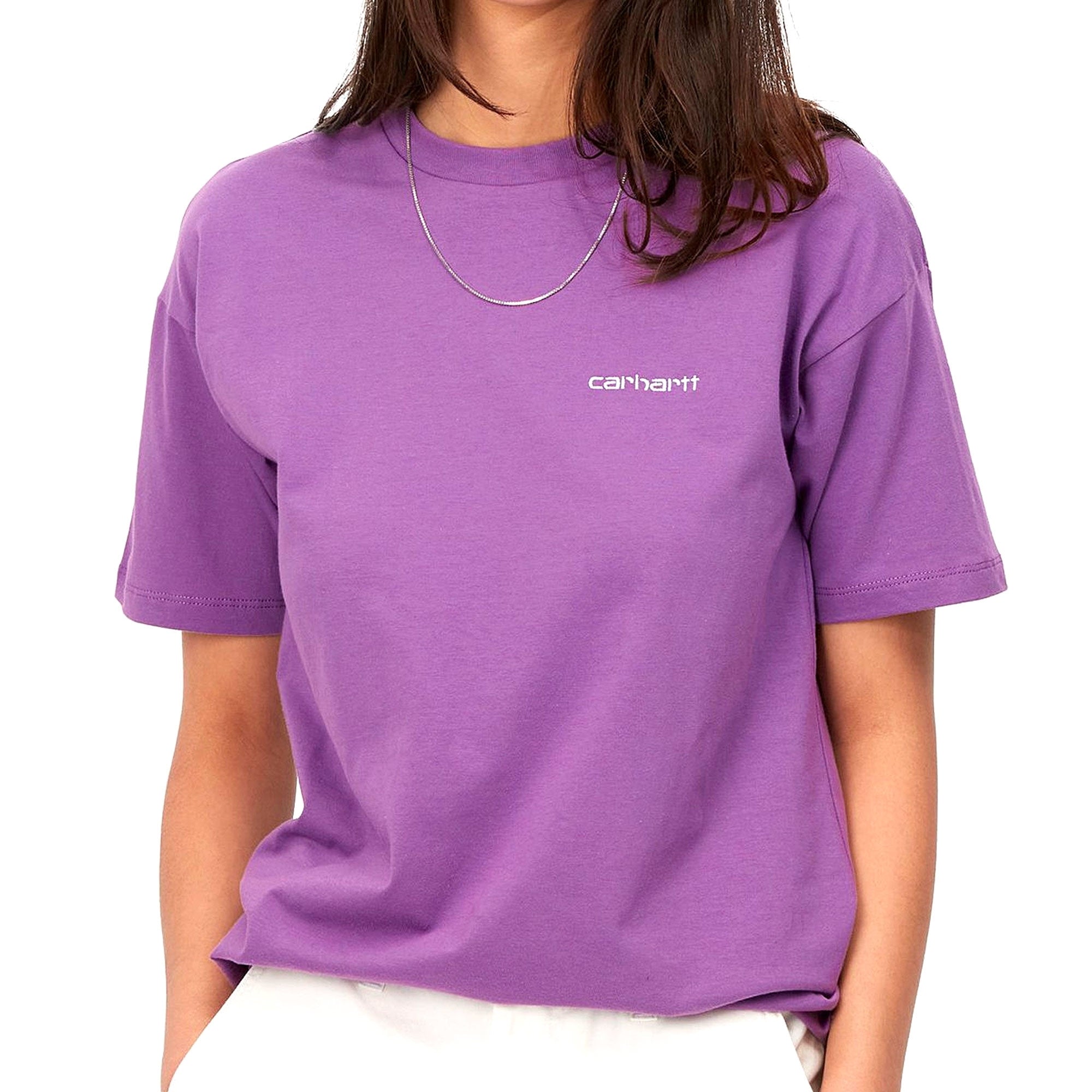 Womens Script Embroidery T-Shirt - Aster