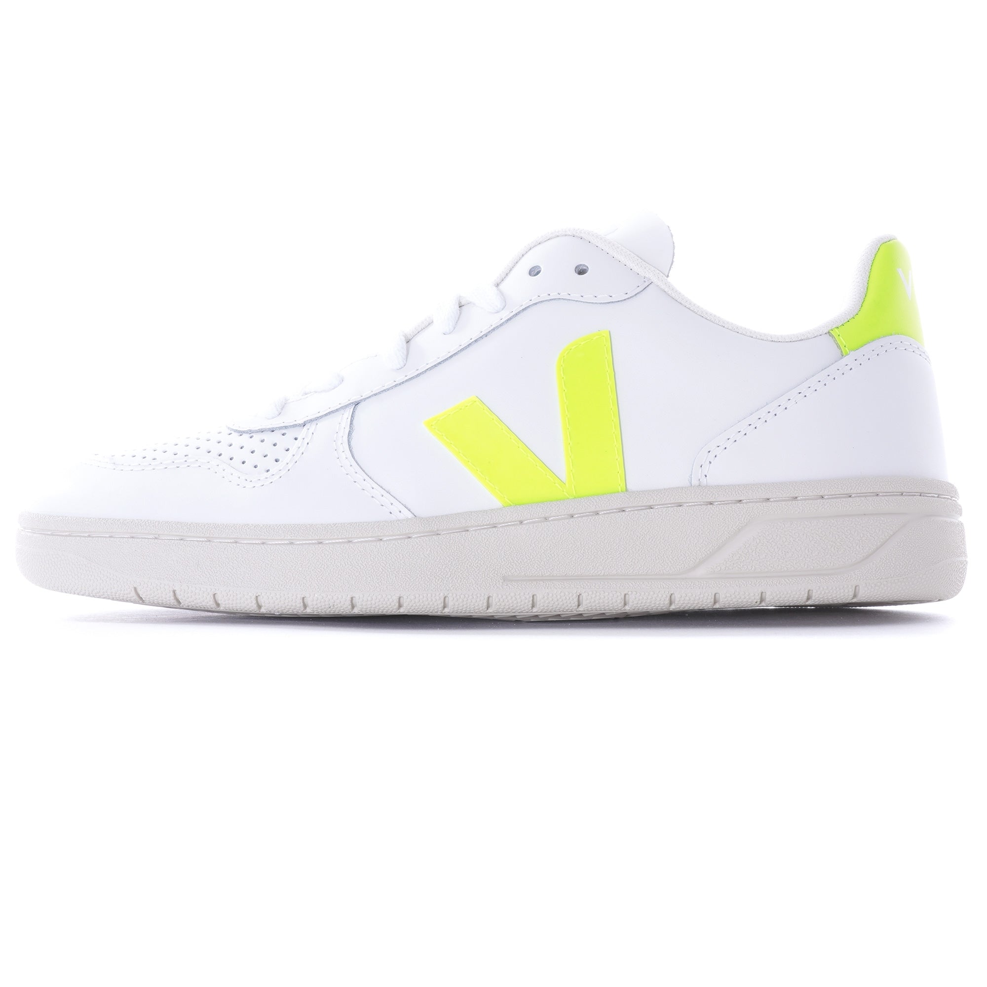Womens V-10 Leather - White/Jaune-Fluo