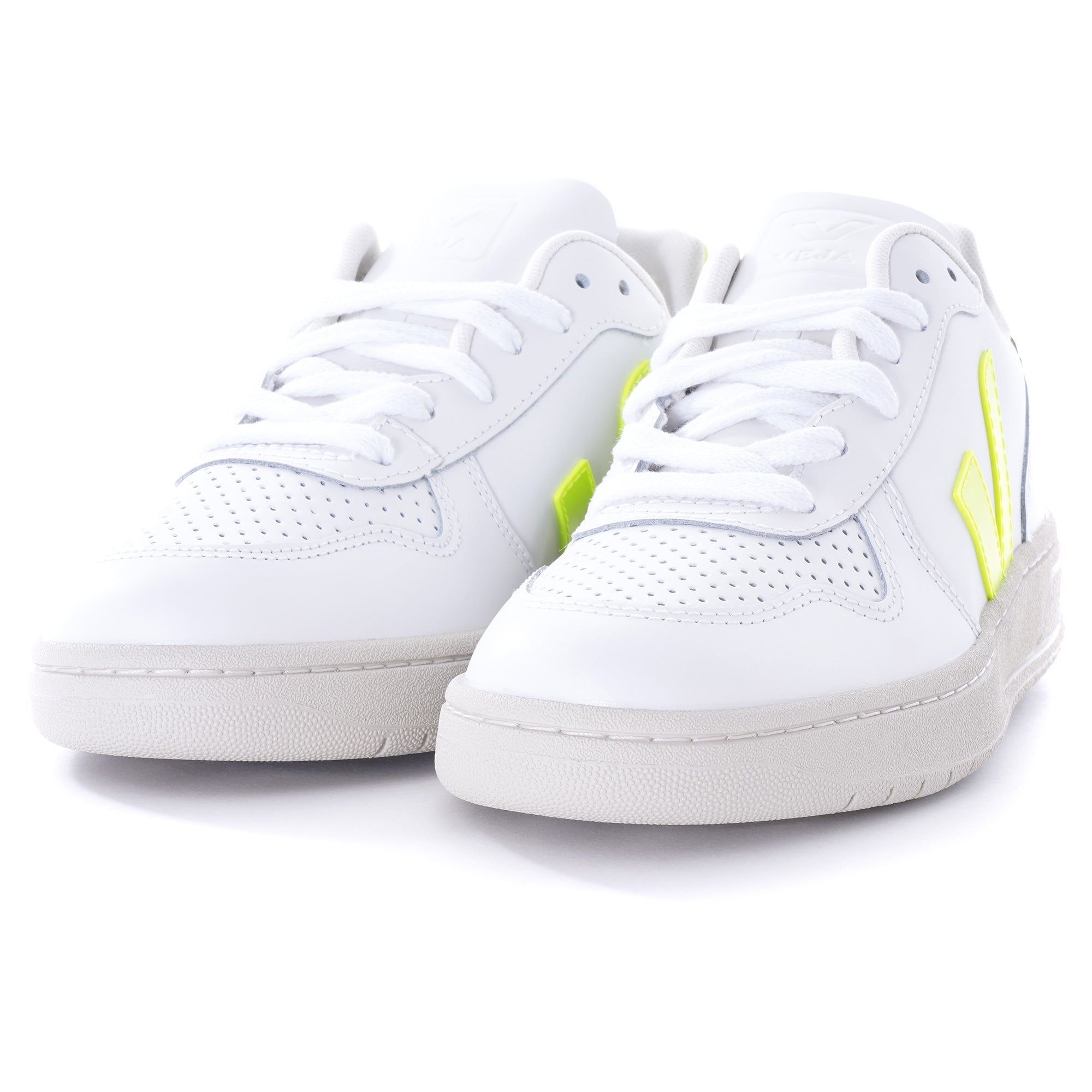 Womens V-10 Leather - White/Jaune-Fluo