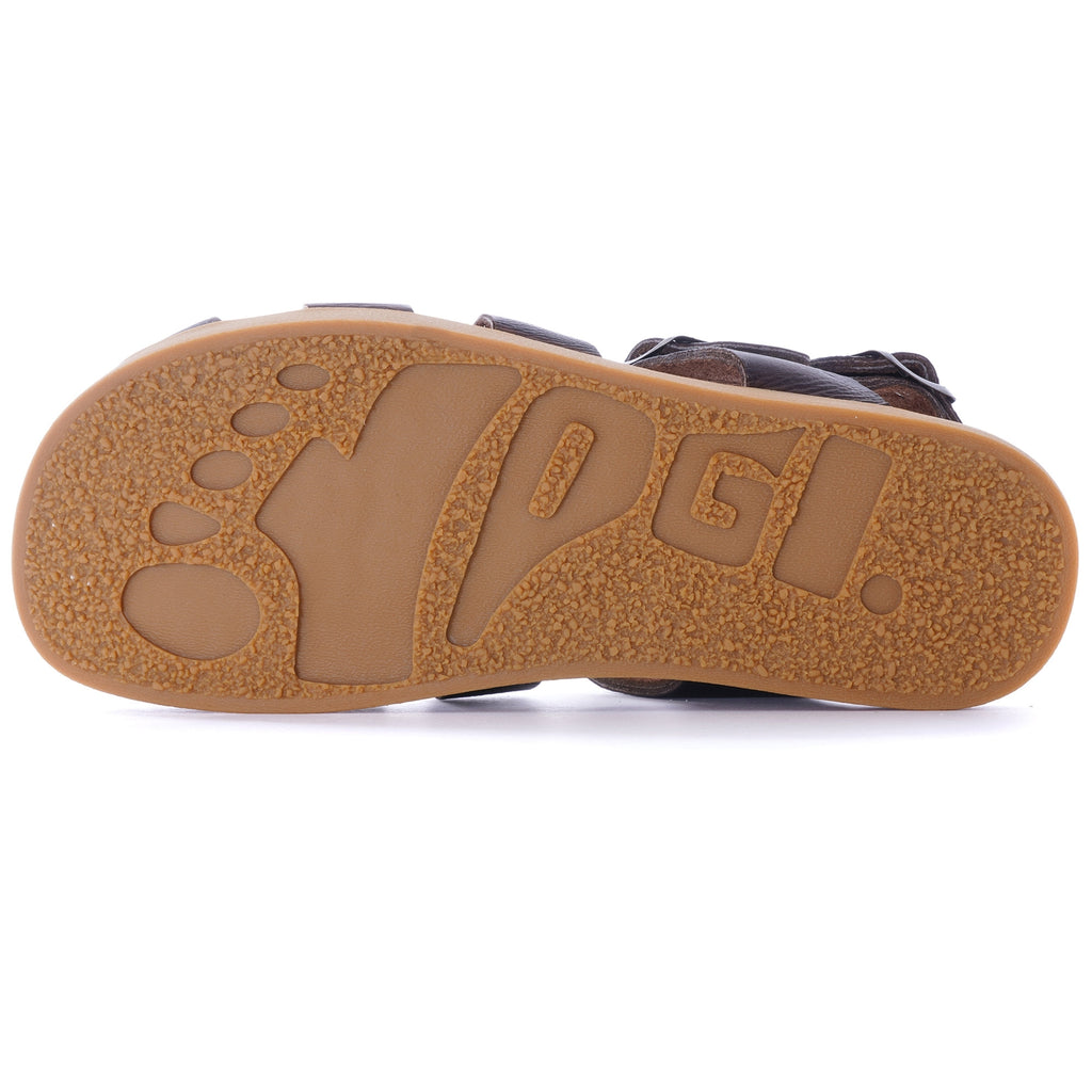 Elba Tumbled Leather Sandal - Dark Brown