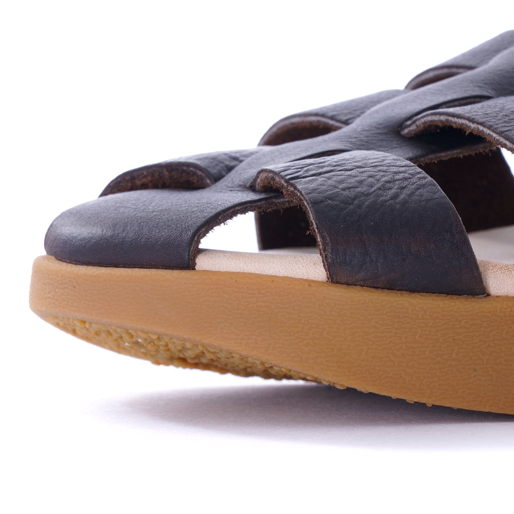 Elba Tumbled Leather Sandal - Dark Brown
