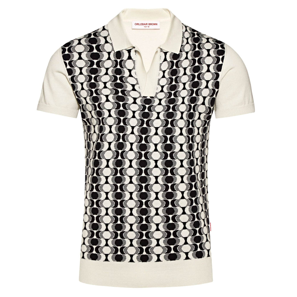 Horton Silk Intarsia Knit Polo Shirt - Ink/White