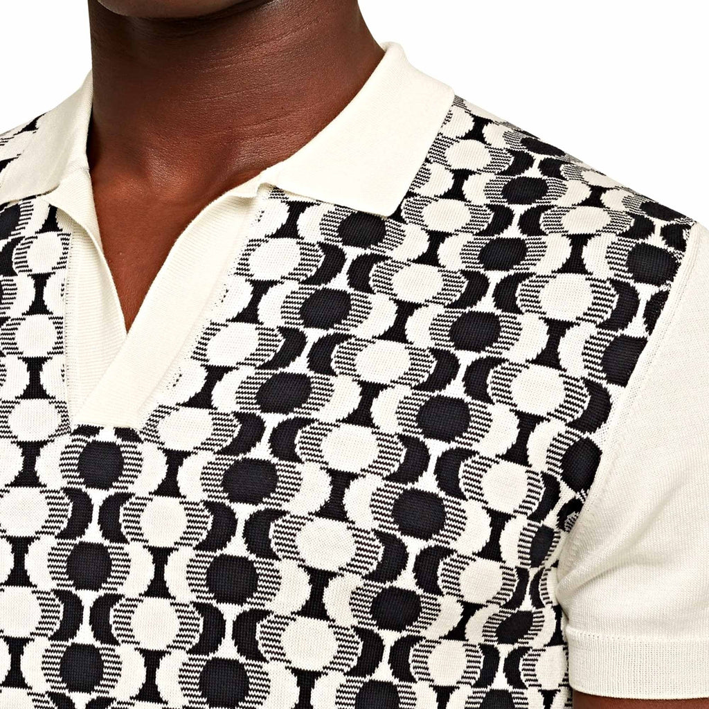 Horton Silk Intarsia Knit Polo Shirt - Ink/White
