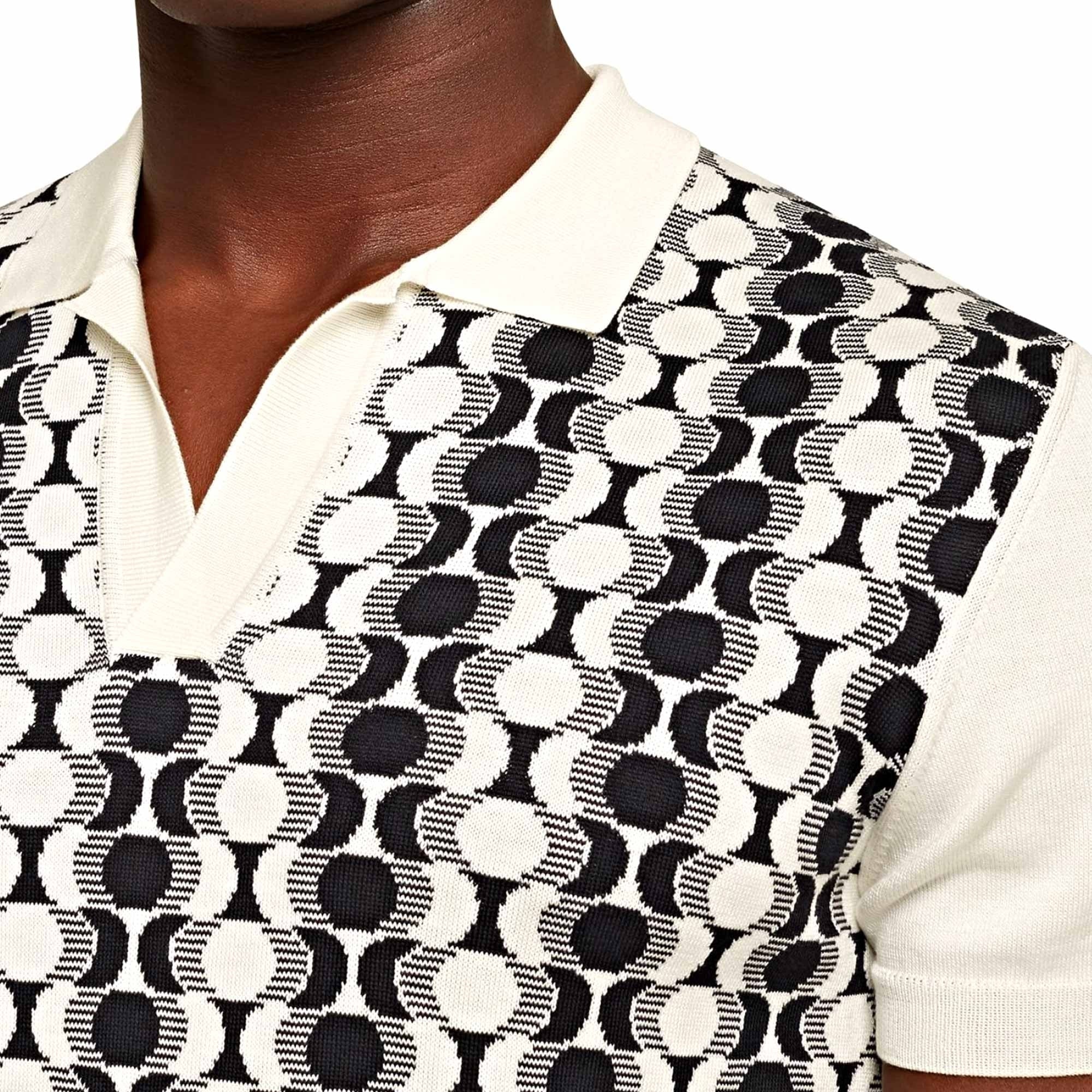 Horton Silk Intarsia Knit Polo Shirt - Ink/White