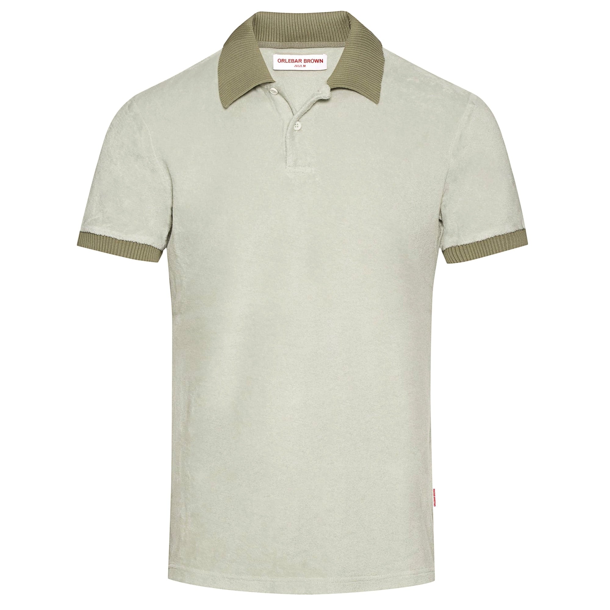 Jarrett Classic Fit Towelling Contrast Rib Polo Shirt - Rock Salt