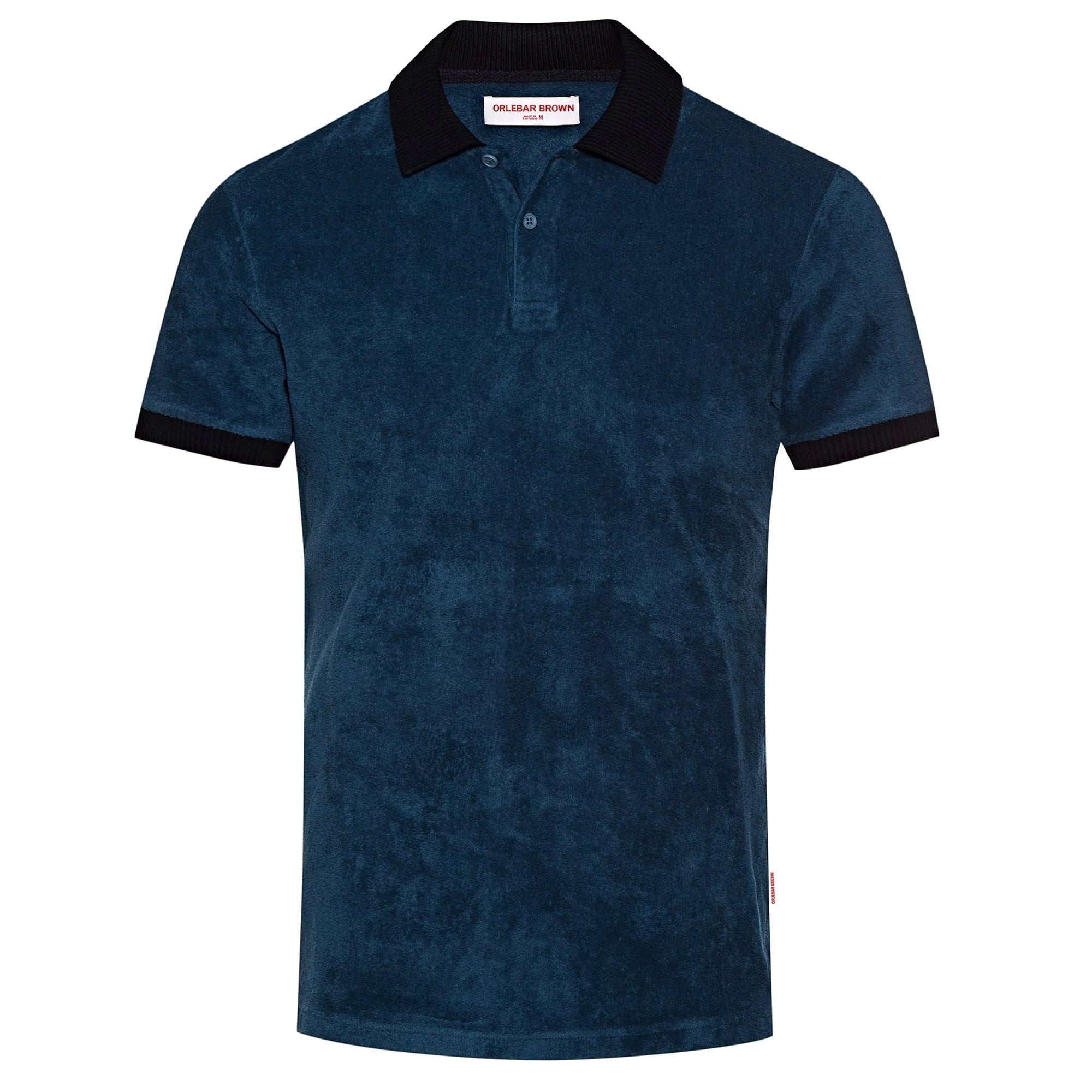 Jarrett Classic Fit Towelling Contrast Rib Polo Shirt - Blue Slate