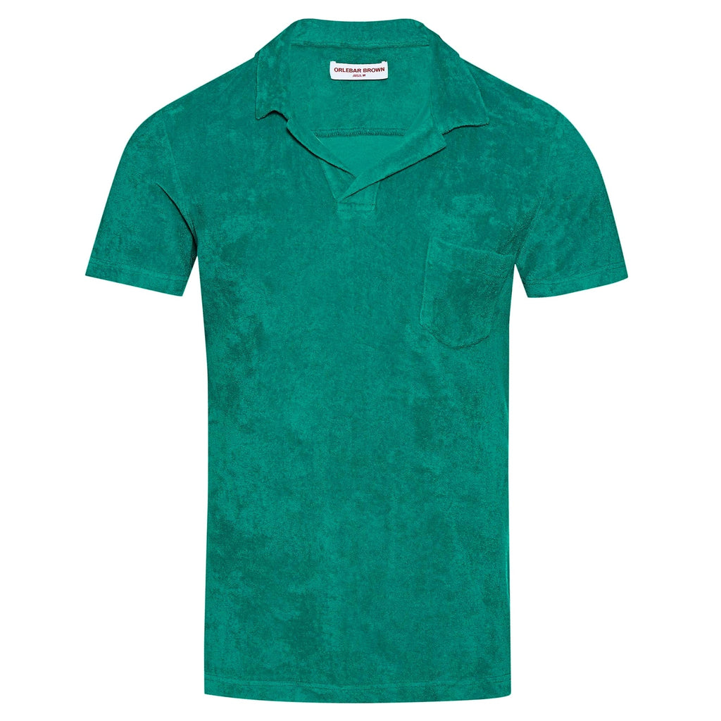 Tailored Fit Terry Towelling Polo Shirt - Emerald