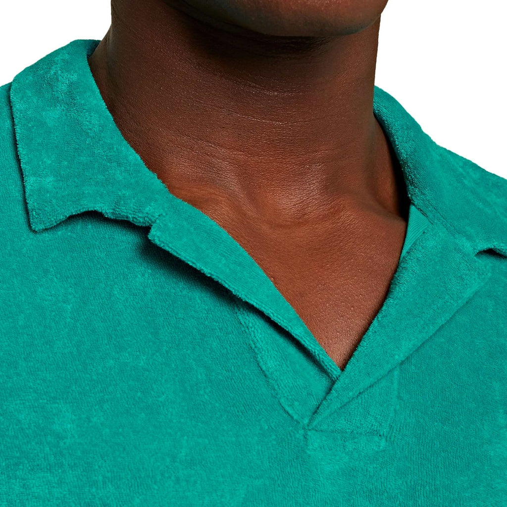 Tailored Fit Terry Towelling Polo Shirt - Emerald
