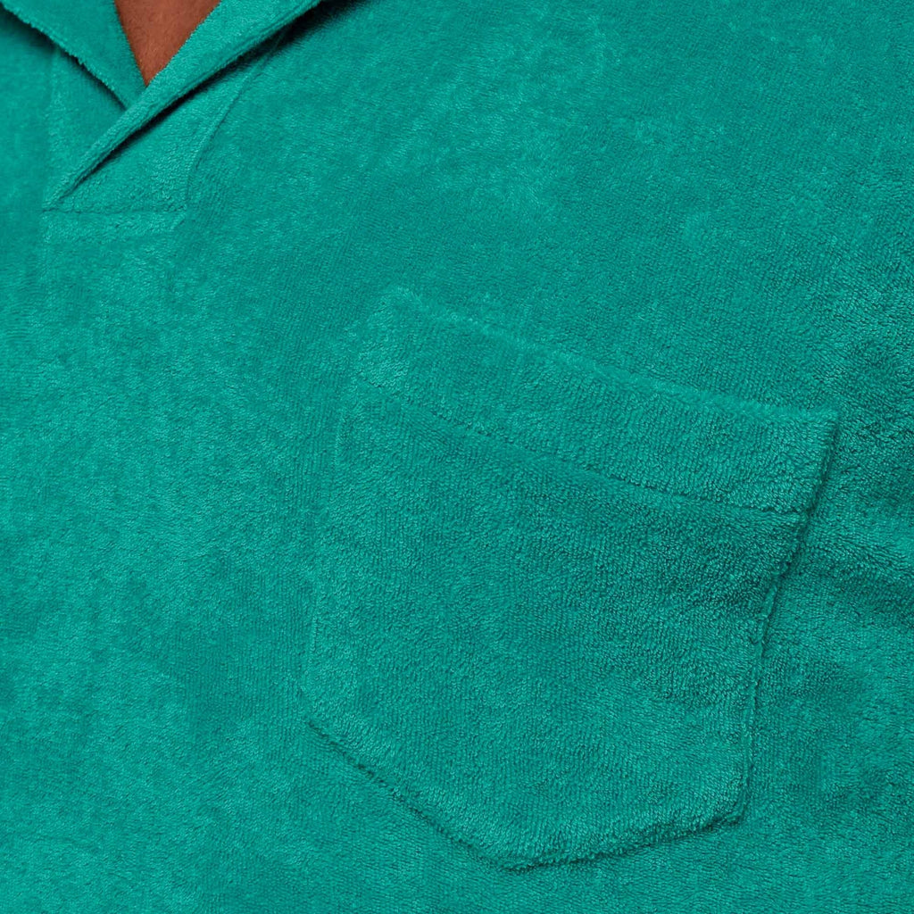 Tailored Fit Terry Towelling Polo Shirt - Emerald