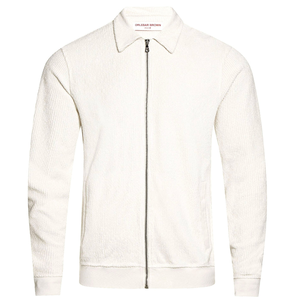 Brendon Zip Through Towelling Sweatshirt - White