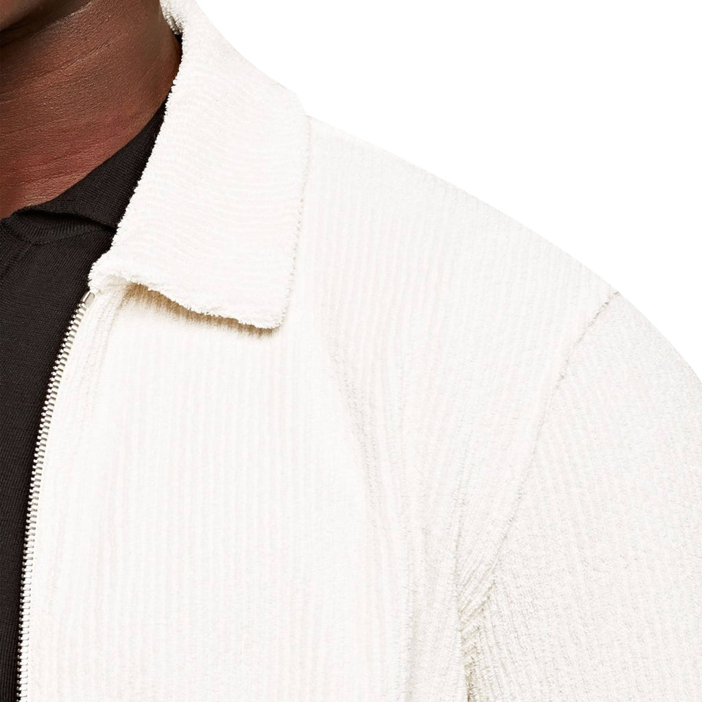 Brendon Zip Through Towelling Sweatshirt - White