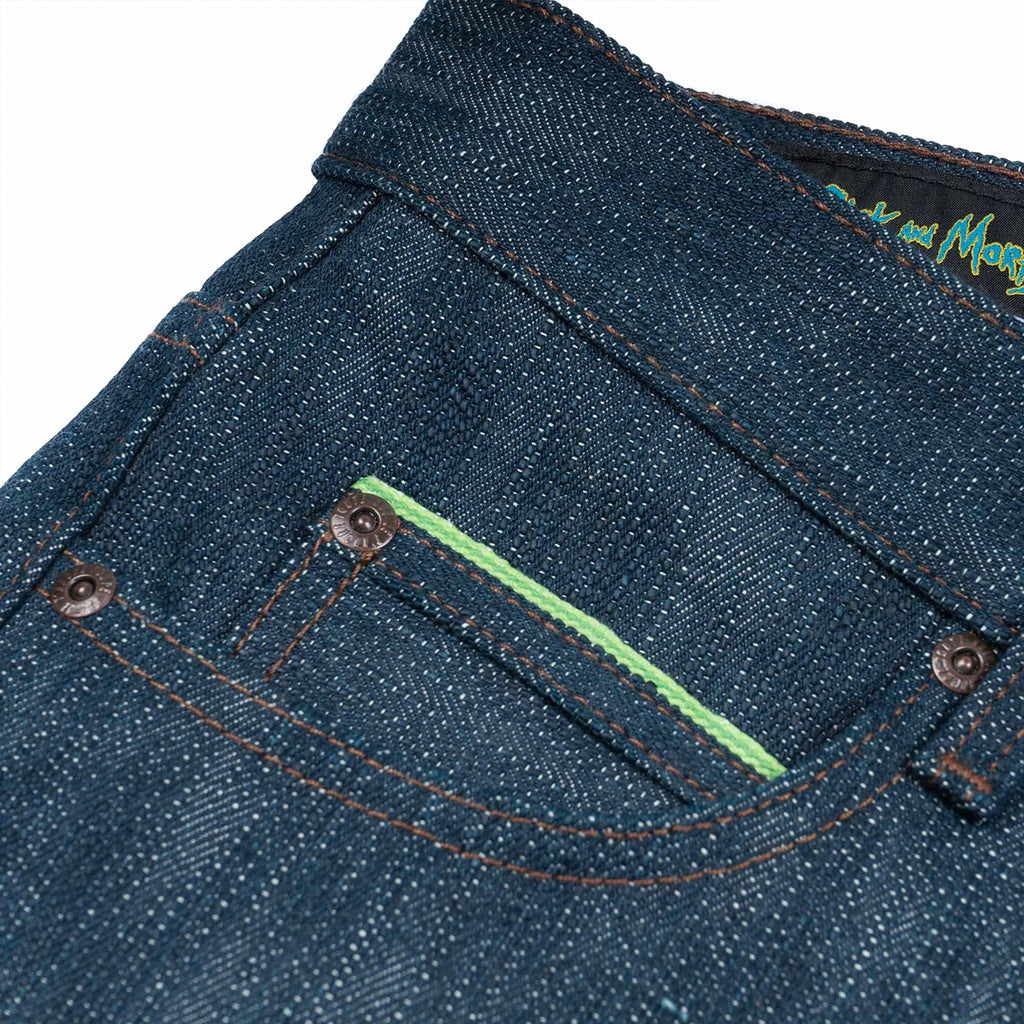 x Rick & Morty Weird Guy Pickle Rick "Solenya" Selvedge Denim Jeans - Indigo