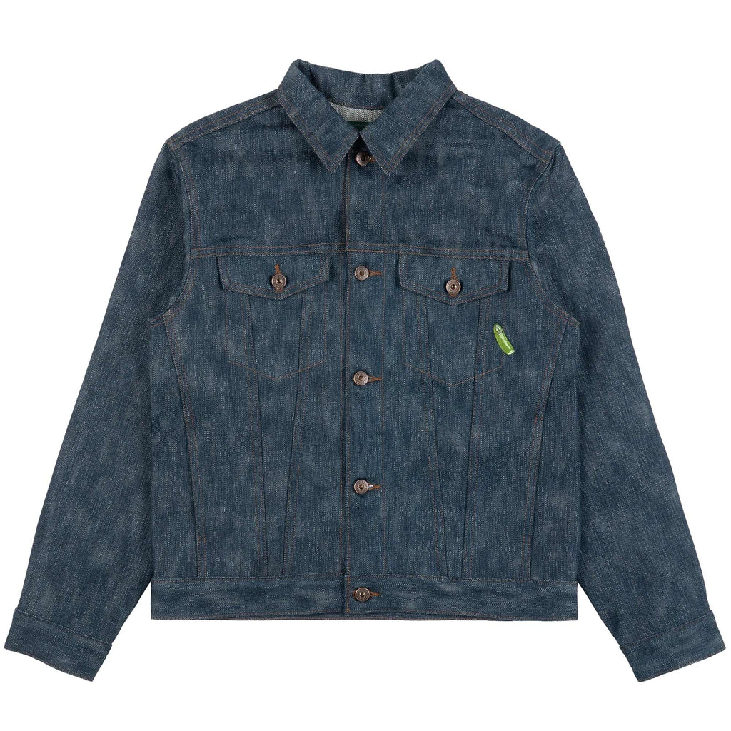x Rick & Morty Pickle Rick "Solenya" Selvedge Denim Jacket Chenille Embroidery - Indigo
