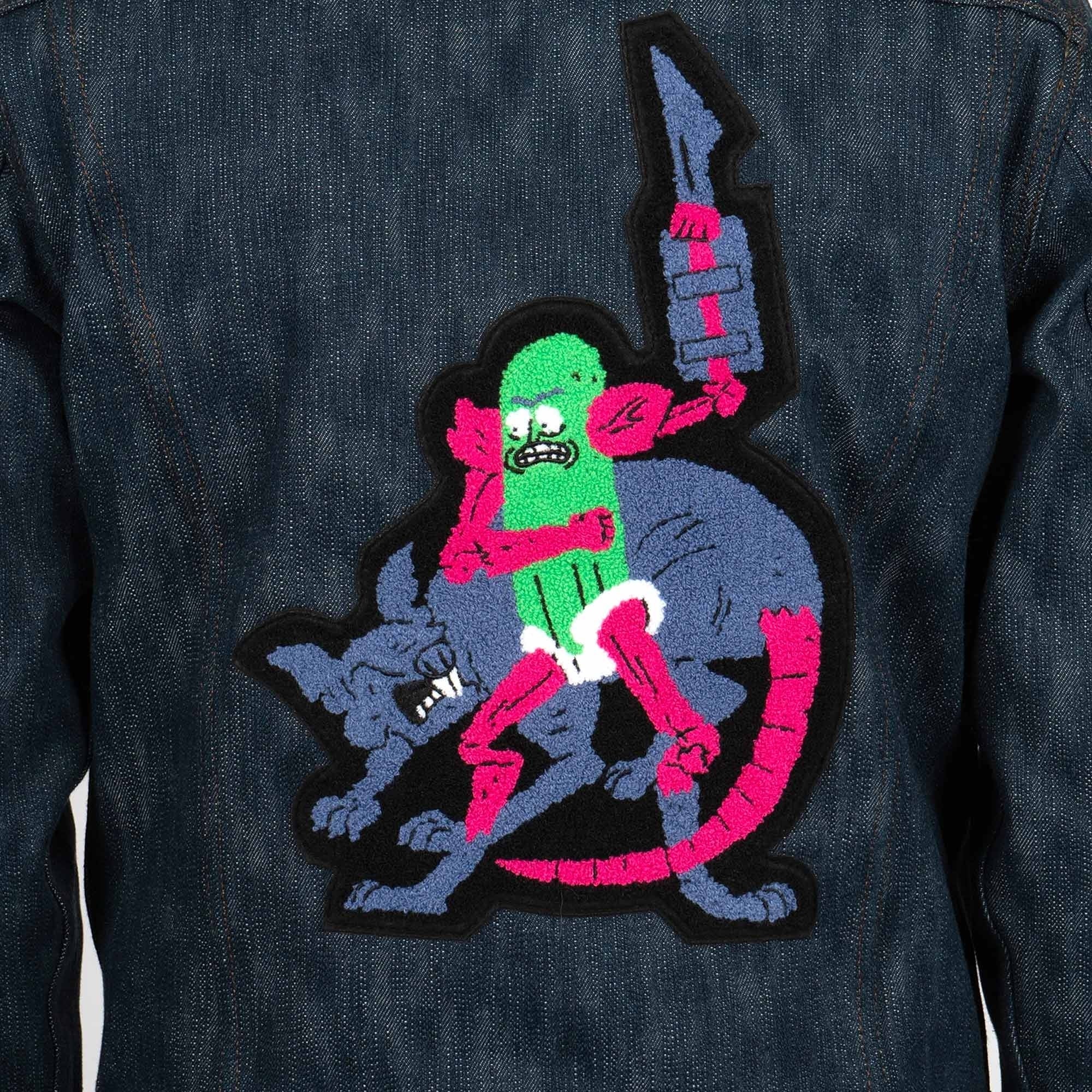 x Rick & Morty Pickle Rick "Solenya" Selvedge Denim Jacket Chenille Embroidery - Indigo
