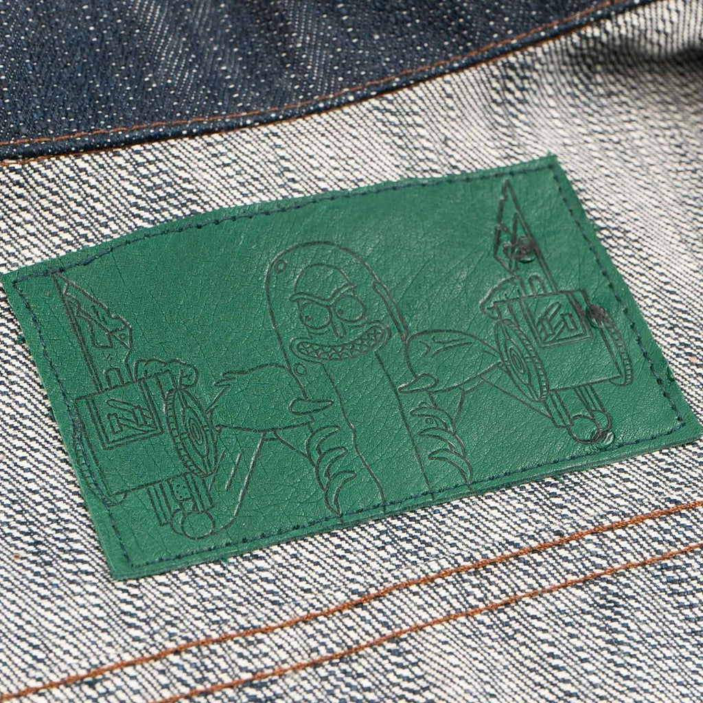 x Rick & Morty Pickle Rick "Solenya" Selvedge Denim Jacket Chenille Embroidery - Indigo