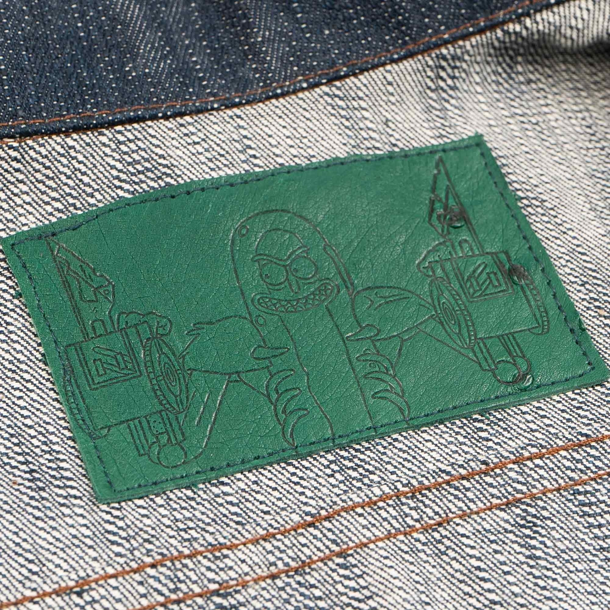 x Rick & Morty Pickle Rick "Solenya" Selvedge Denim Jacket Chenille Embroidery - Indigo