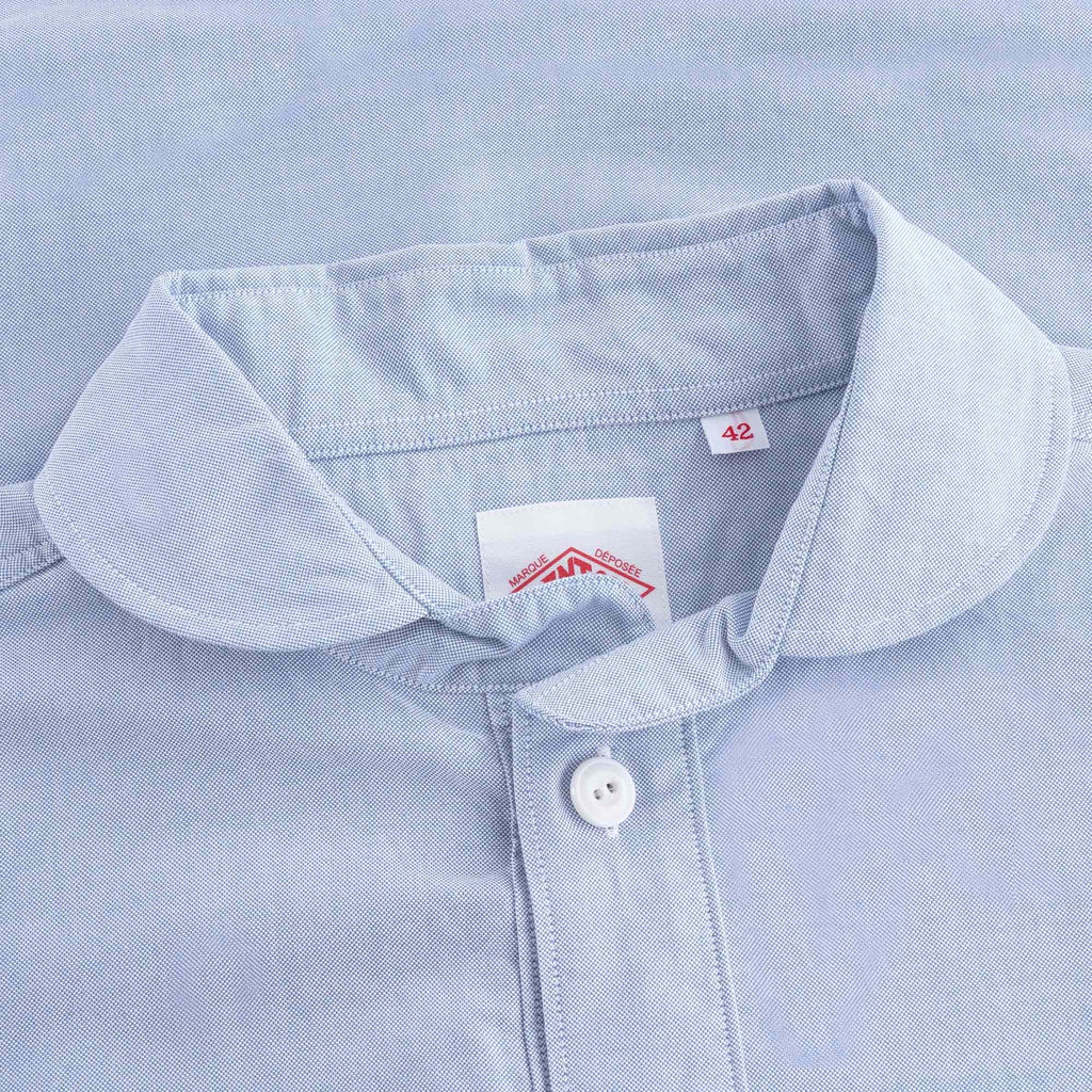 Oxford Cloth Pullover Short Sleeve Shirt - Blue