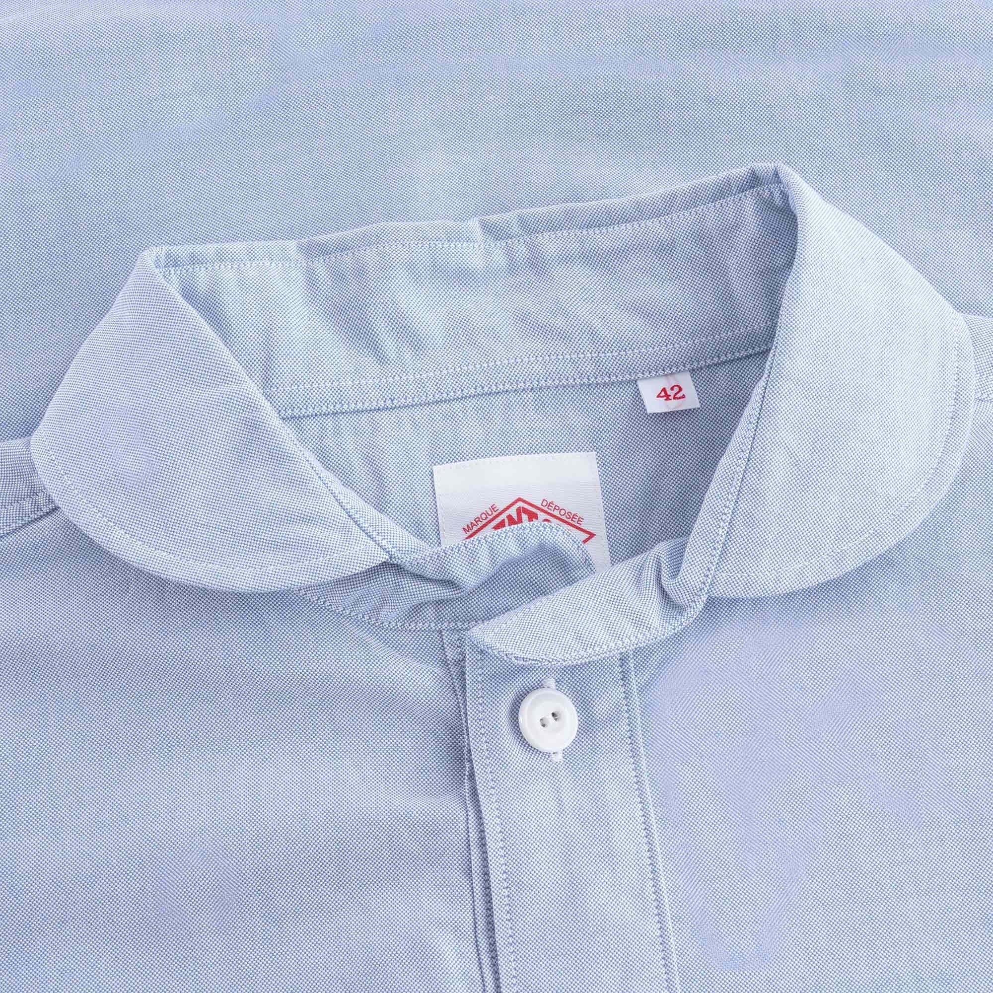 Oxford Cloth Pullover Short Sleeve Shirt - Blue