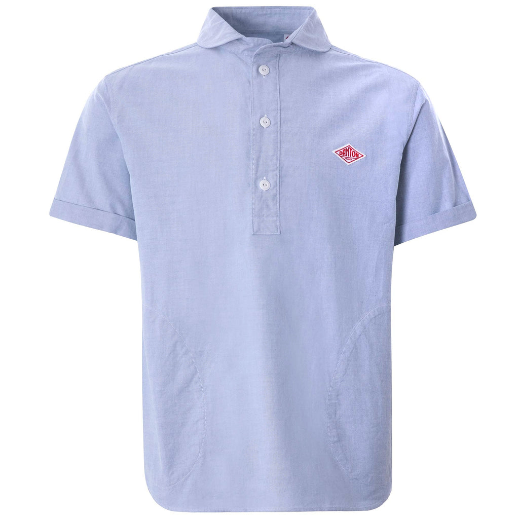 Oxford Cloth Pullover Short Sleeve Shirt - Blue