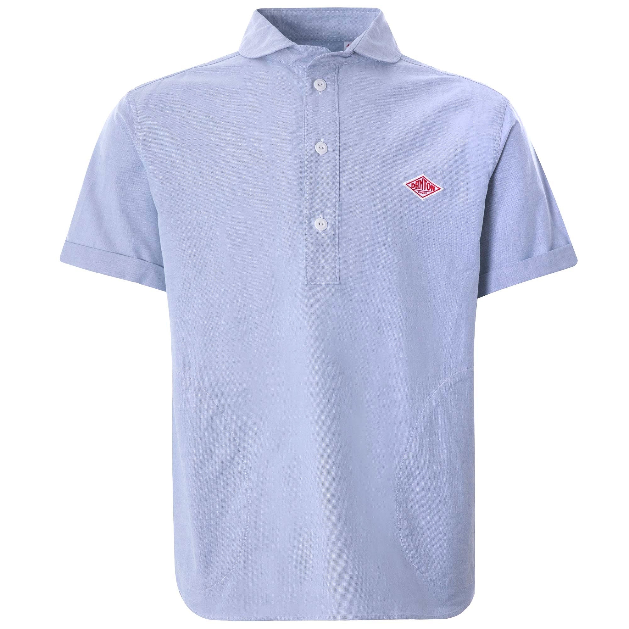 Oxford Cloth Pullover Short Sleeve Shirt - Blue