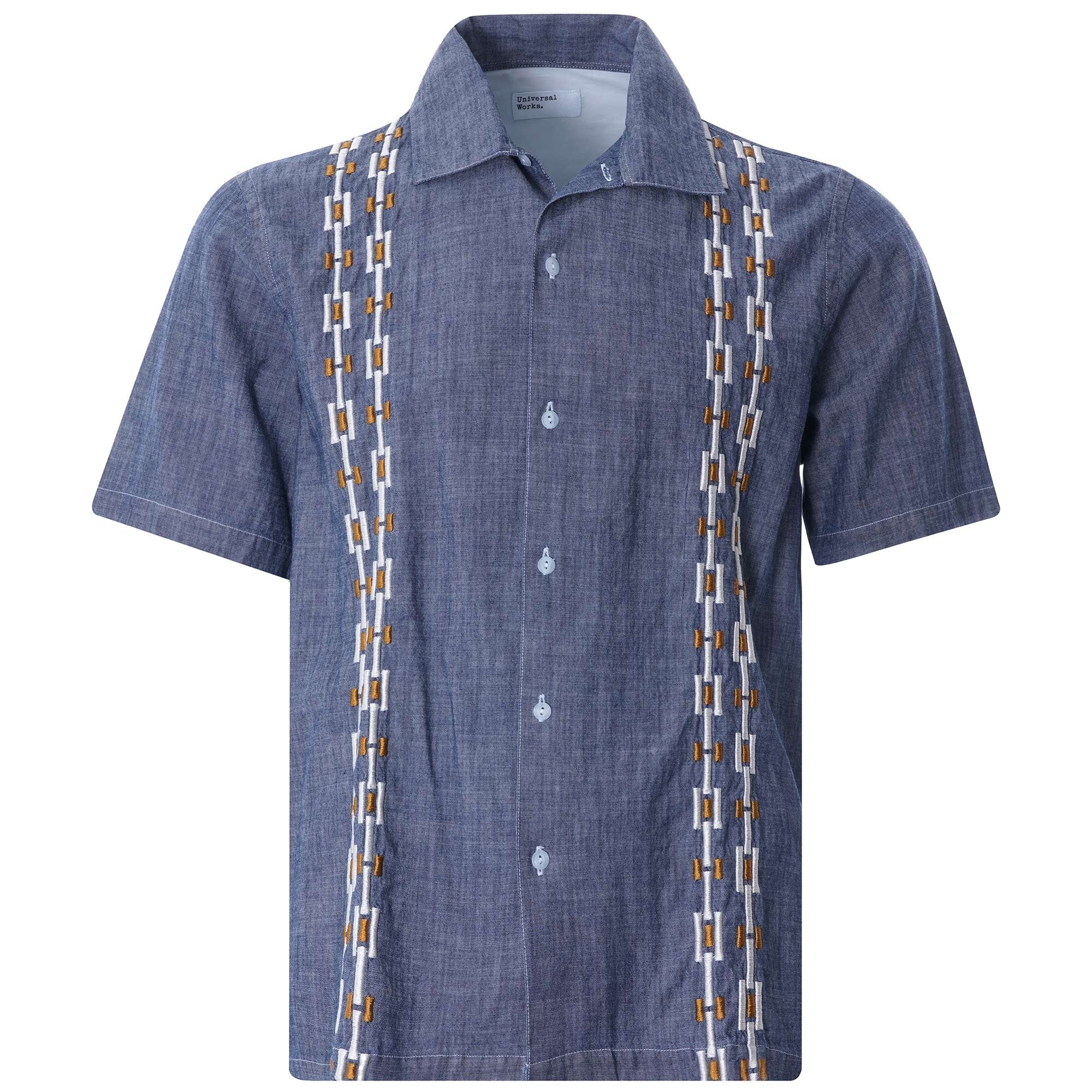 Open Collar Shirt - Indigo Chambray