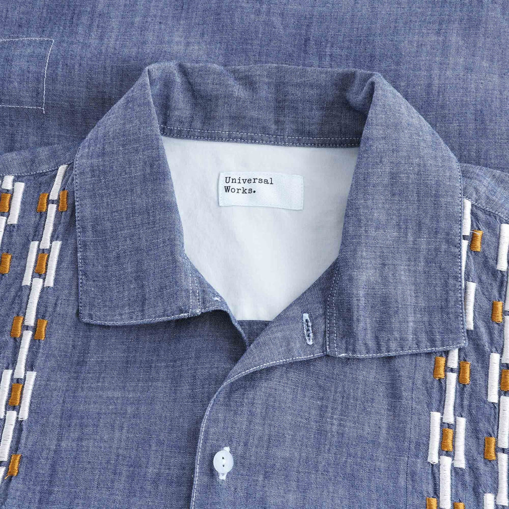 Open Collar Shirt - Indigo Chambray