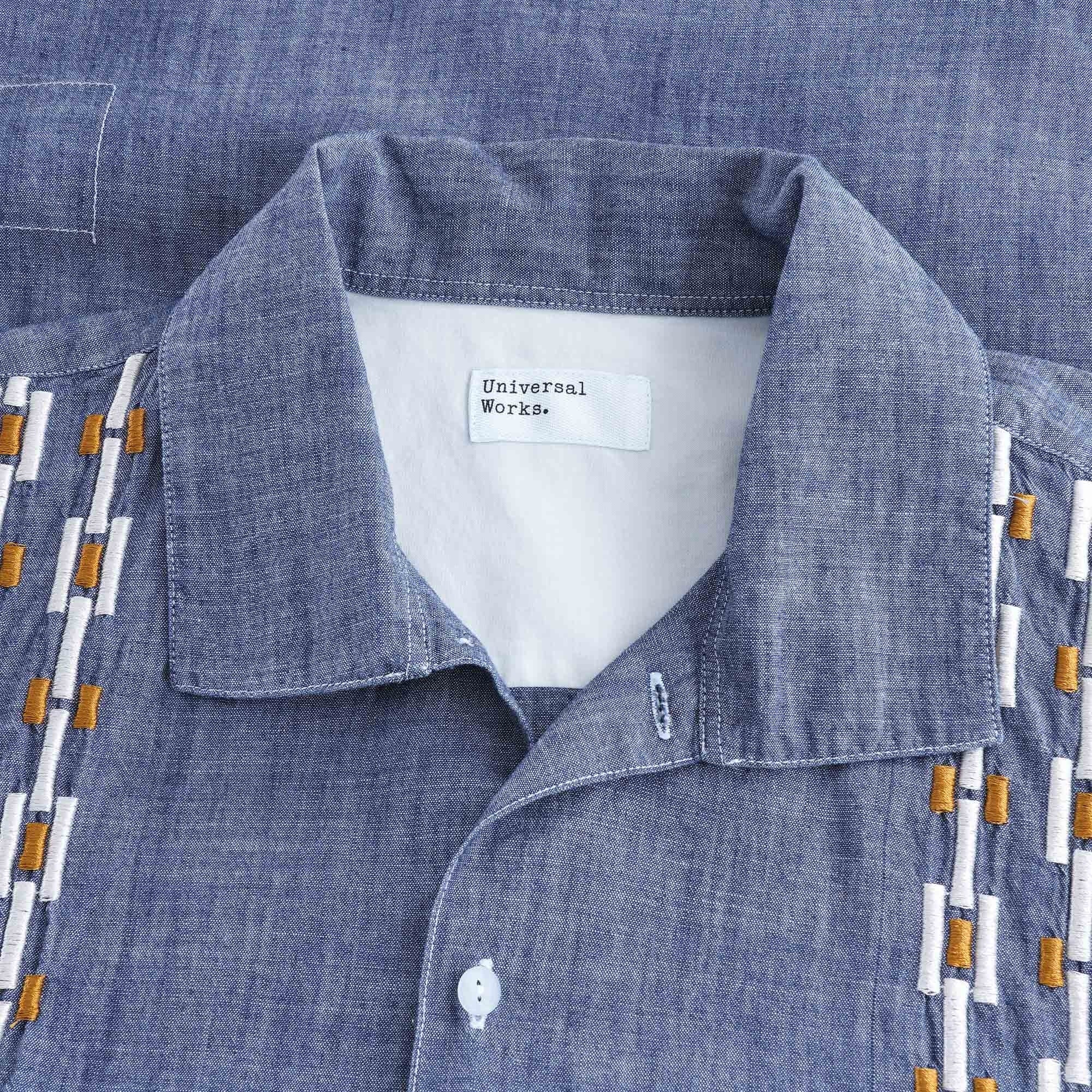 Open Collar Shirt - Indigo Chambray