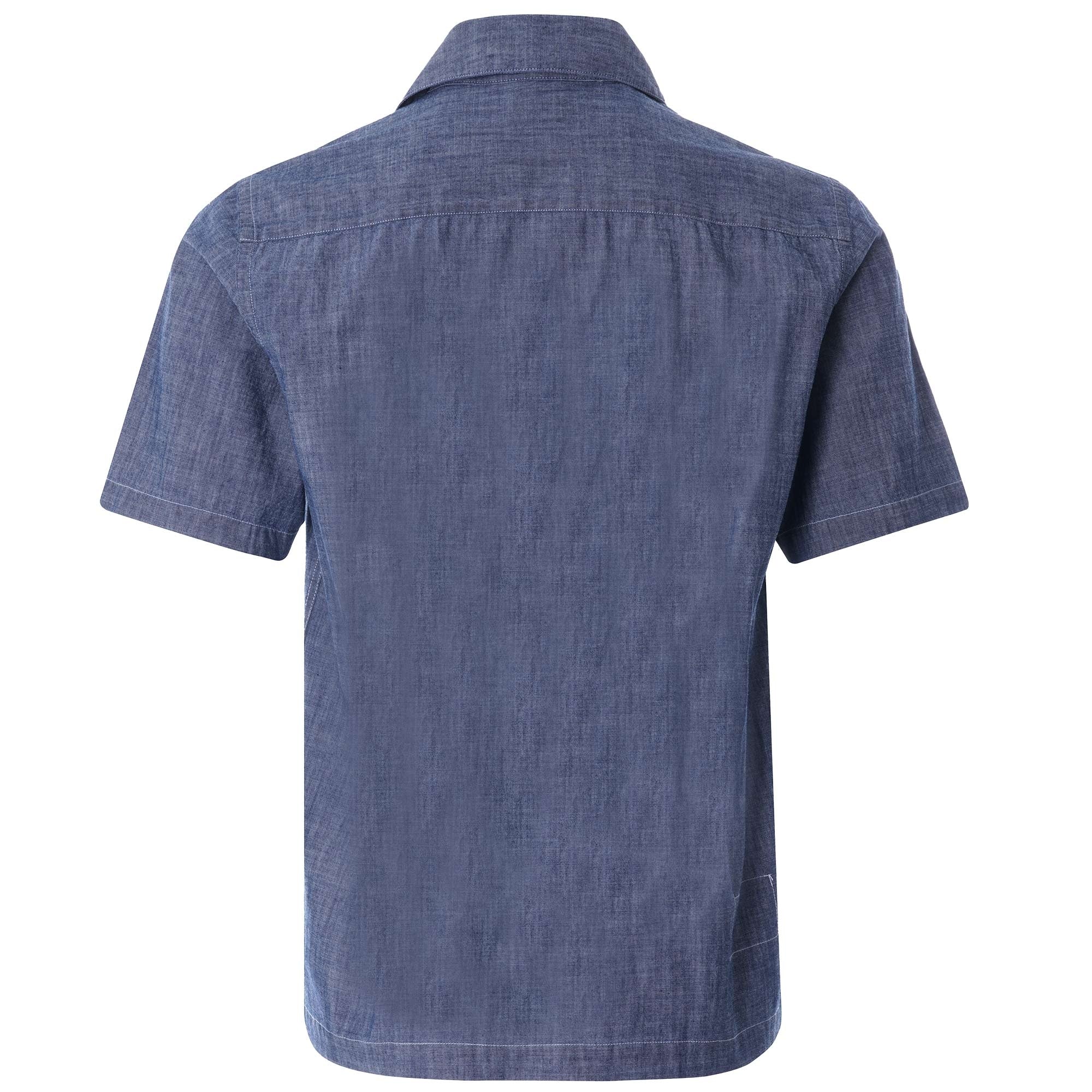 Open Collar Shirt - Indigo Chambray