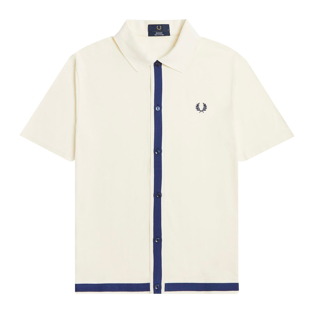 Piqu Button Through Shirt - Ecru