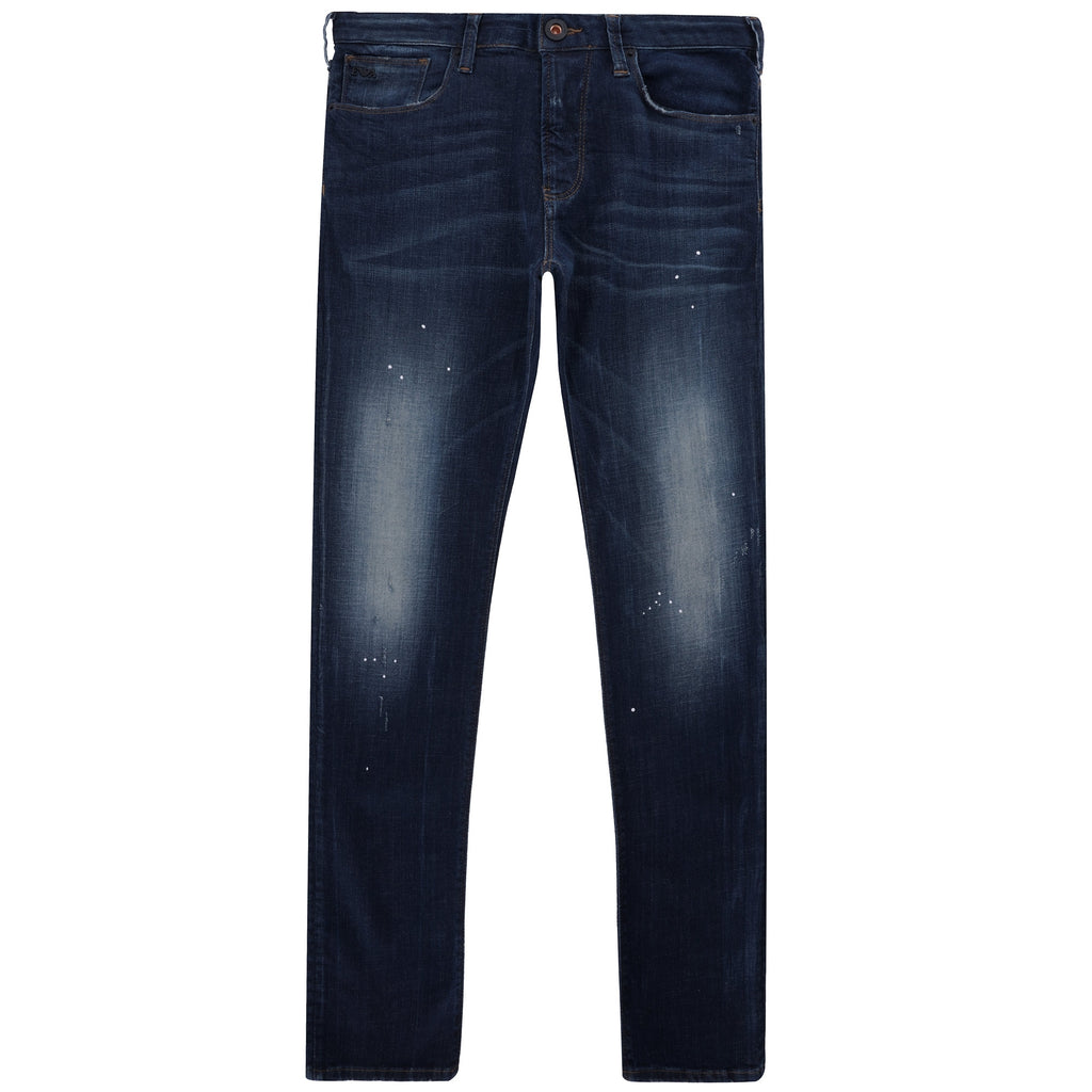 J06 Slim Fit Washed Denim Jeans - Denim Blu
