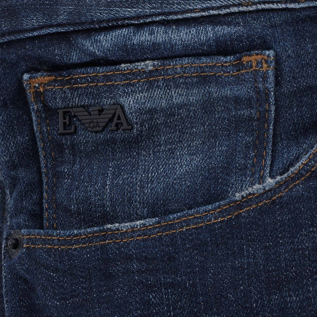 J06 Slim Fit Washed Denim Jeans - Denim Blu