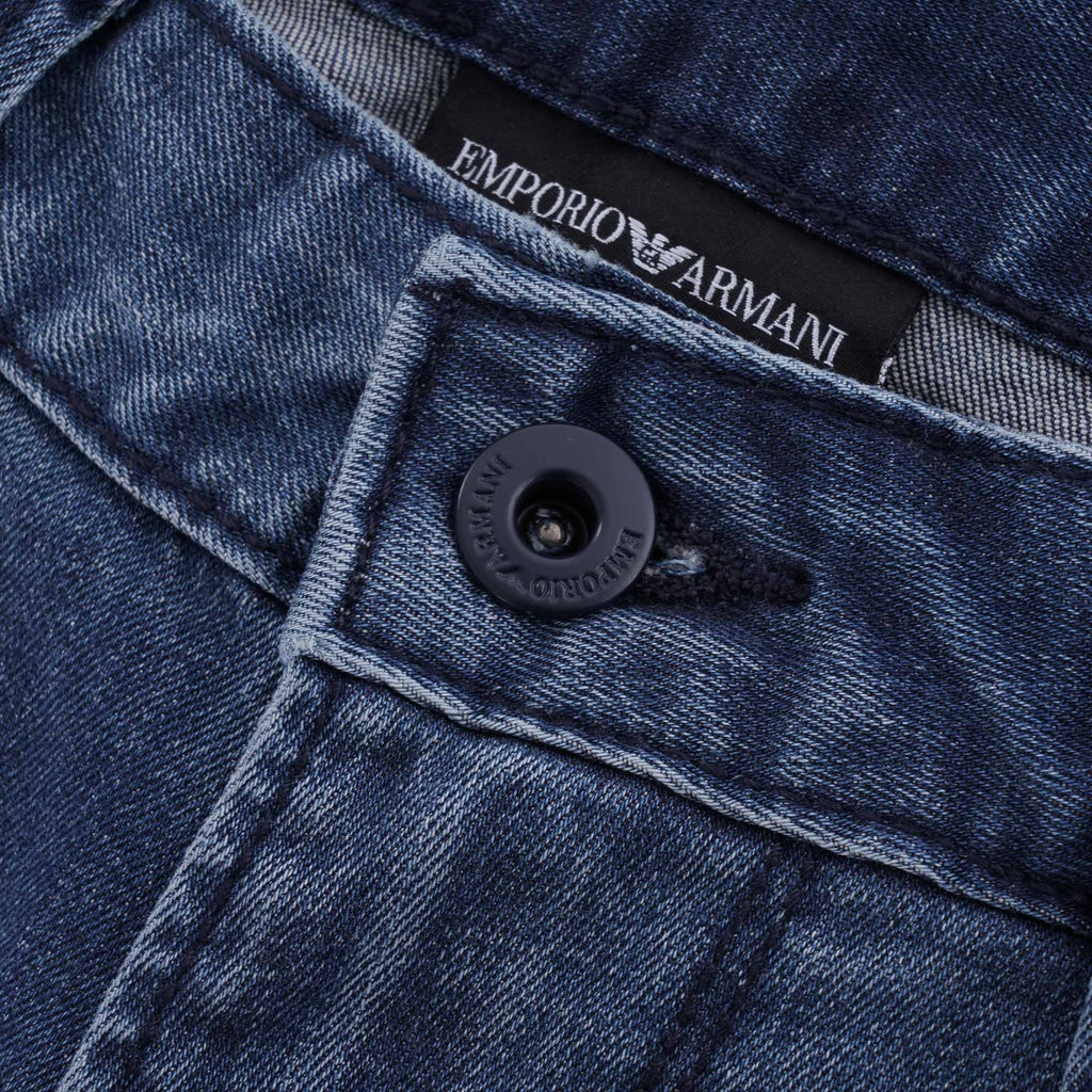 J06 Slim Fit Washed Denim Jeans - Denim Bleu