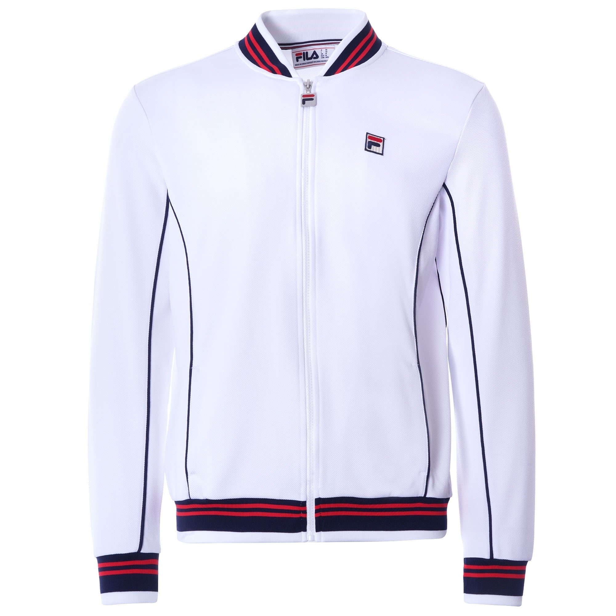 Baranci Piped Classic Track Top - White/Peacoat