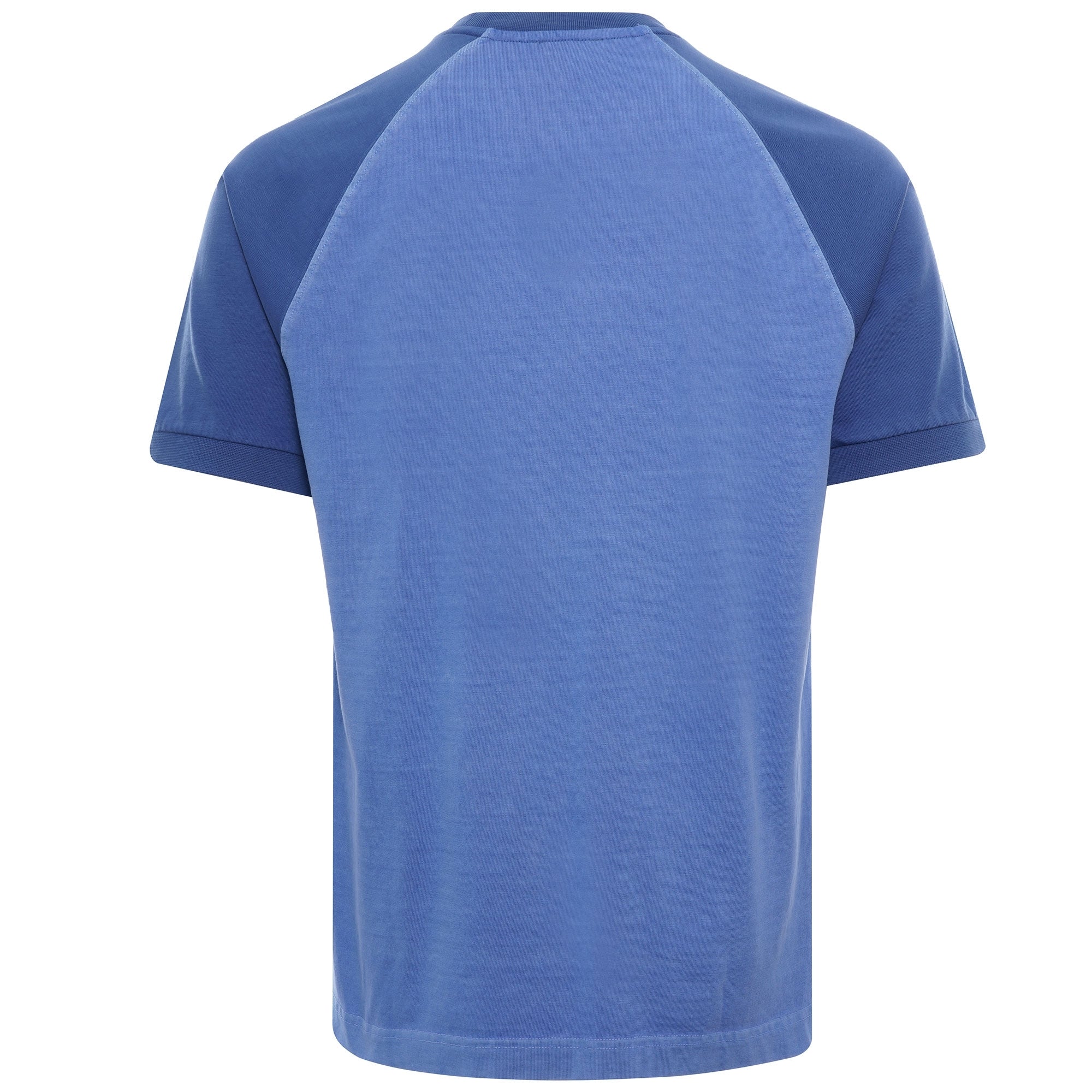 Crew Neck Contrast Sleeved Cotton T-shirt - Bleu