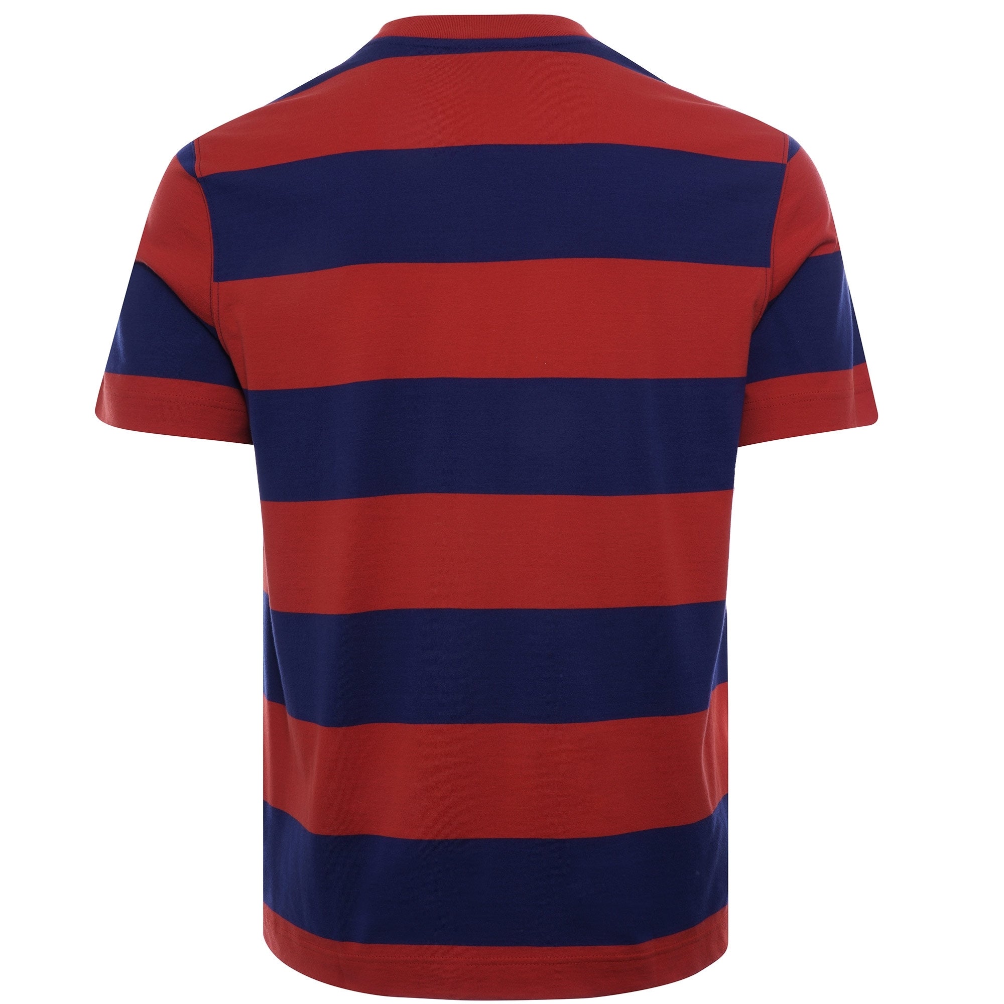 Crew Neck Wide Striped Cotton T-shirt - Blue