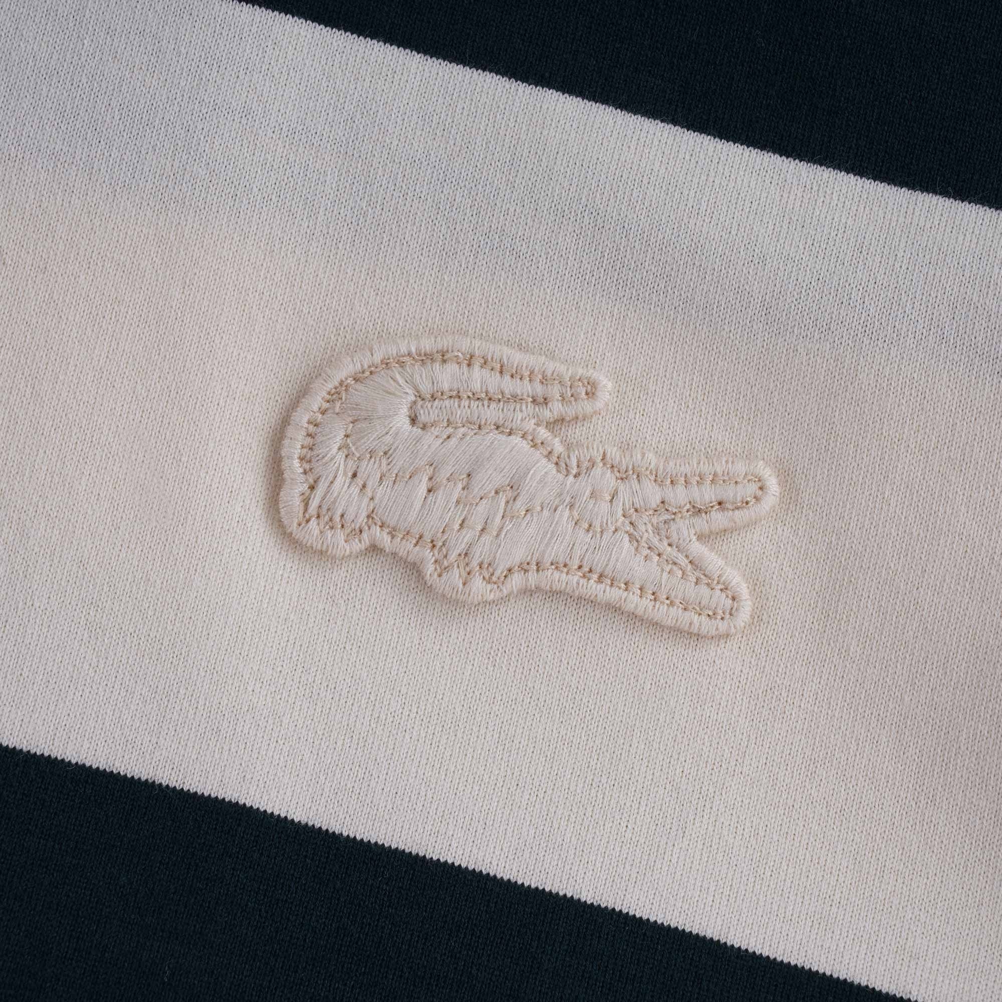 Crew Neck Wide Striped Cotton T-shirt - Vert