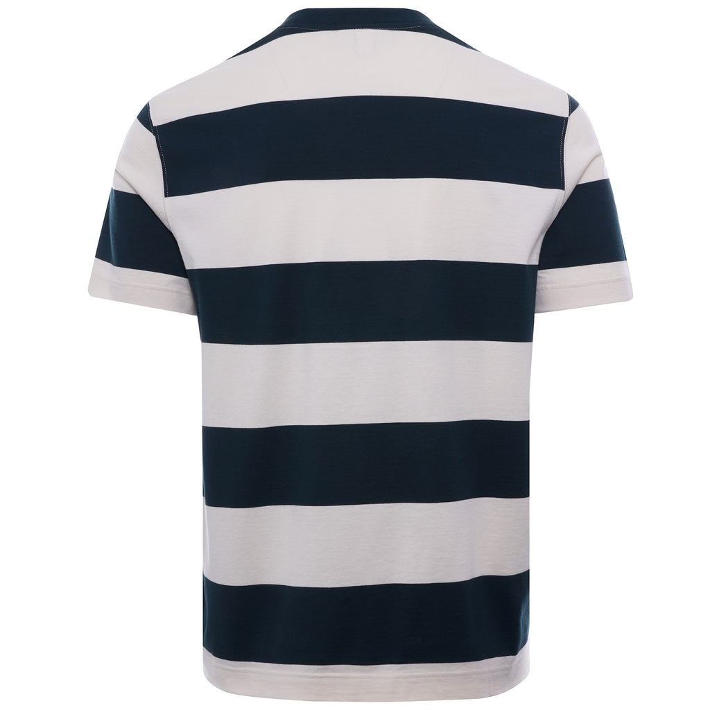 Crew Neck Wide Striped Cotton T-shirt - Vert