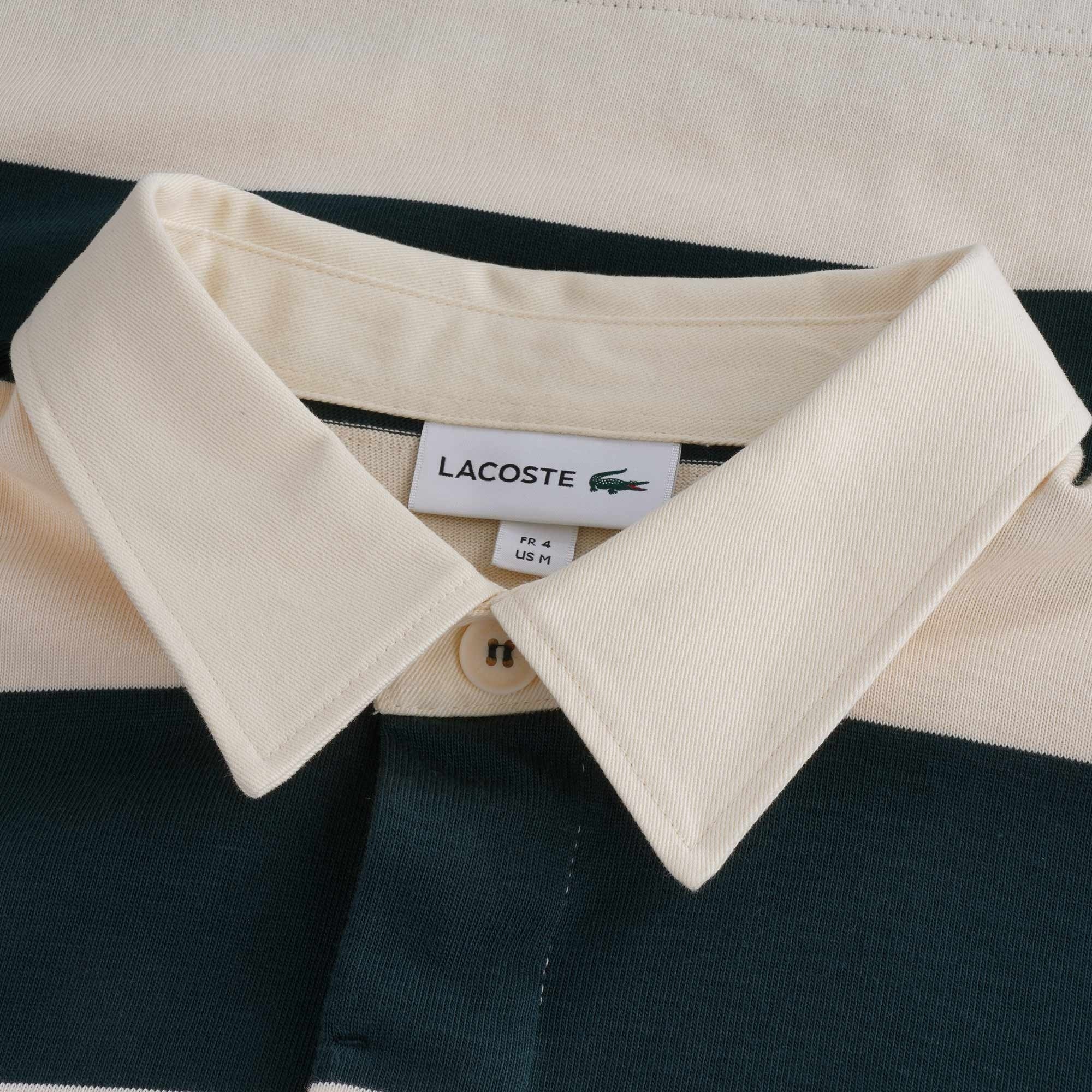 Striped Cotton Rugby Shirt - Beige/Vert