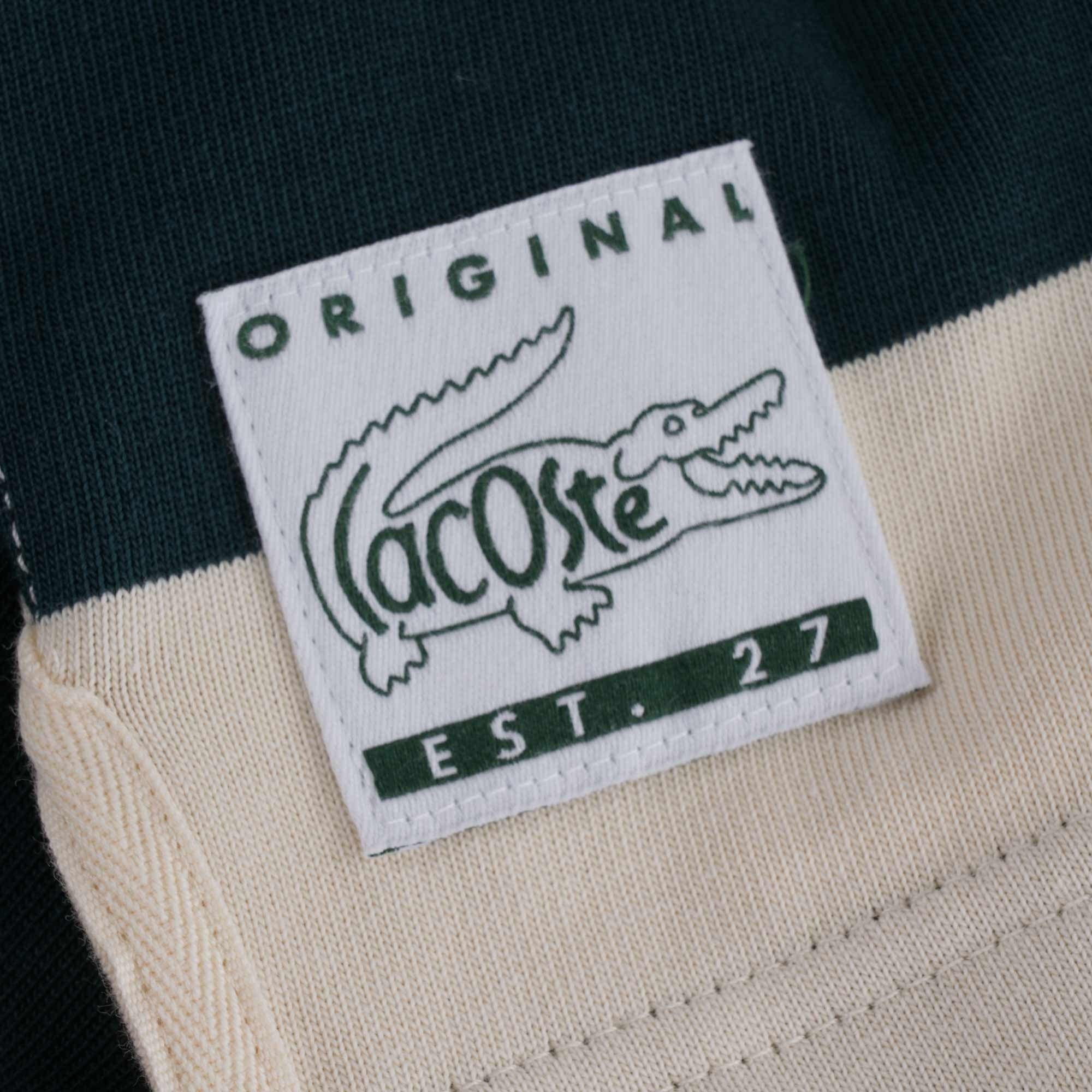 Striped Cotton Rugby Shirt - Beige/Vert