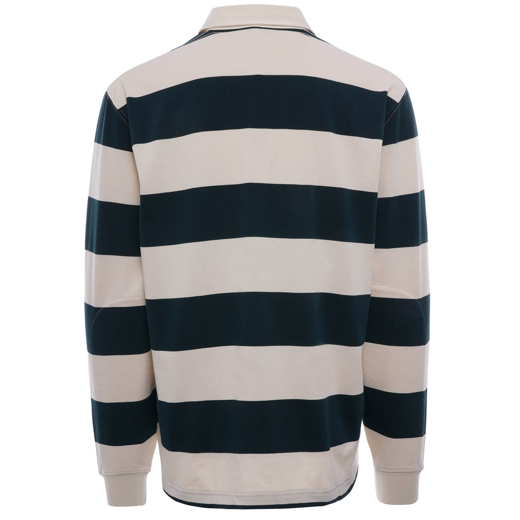 Striped Cotton Rugby Shirt - Beige/Vert