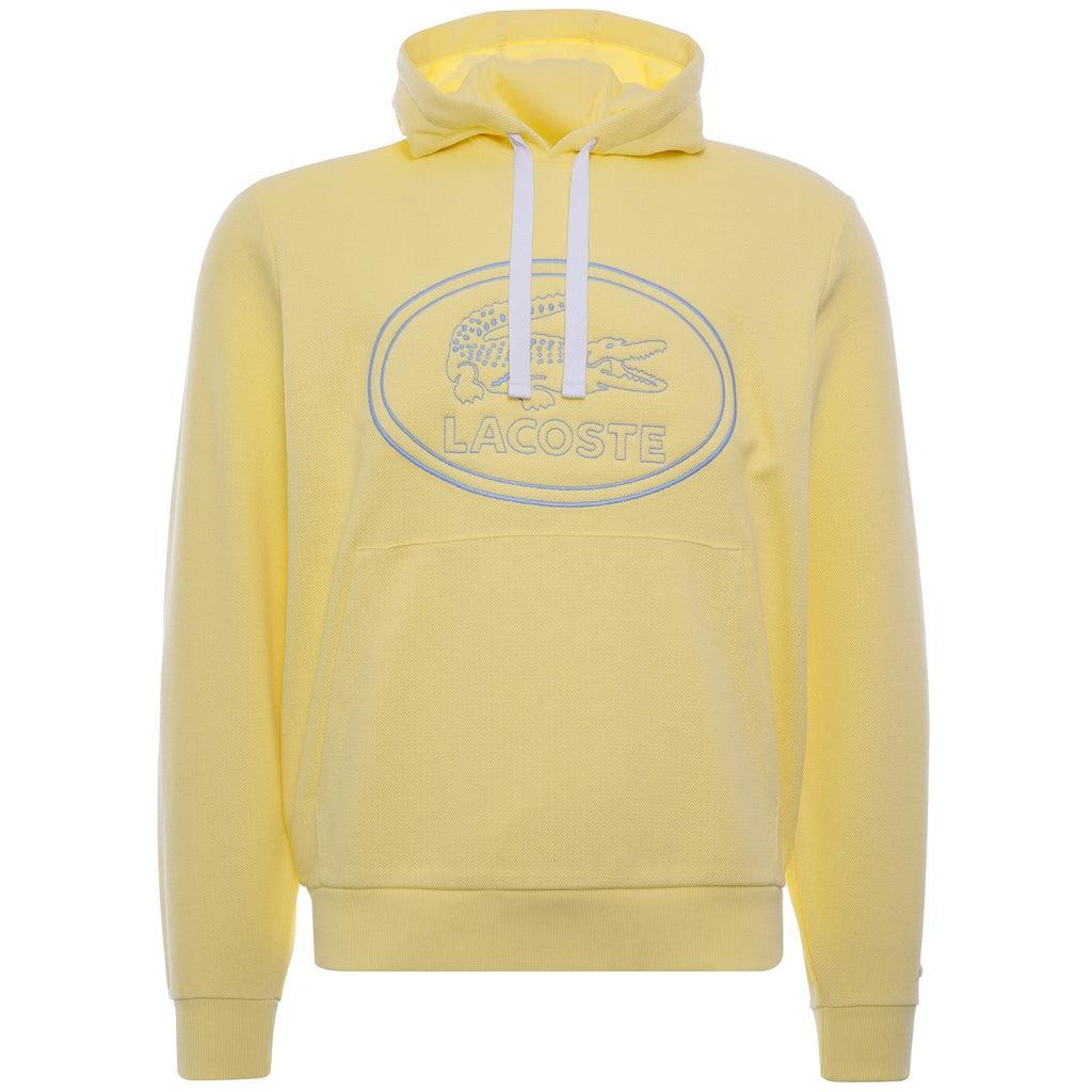 Embroidered Logo Piqu Fleece Hoodie - Jaune