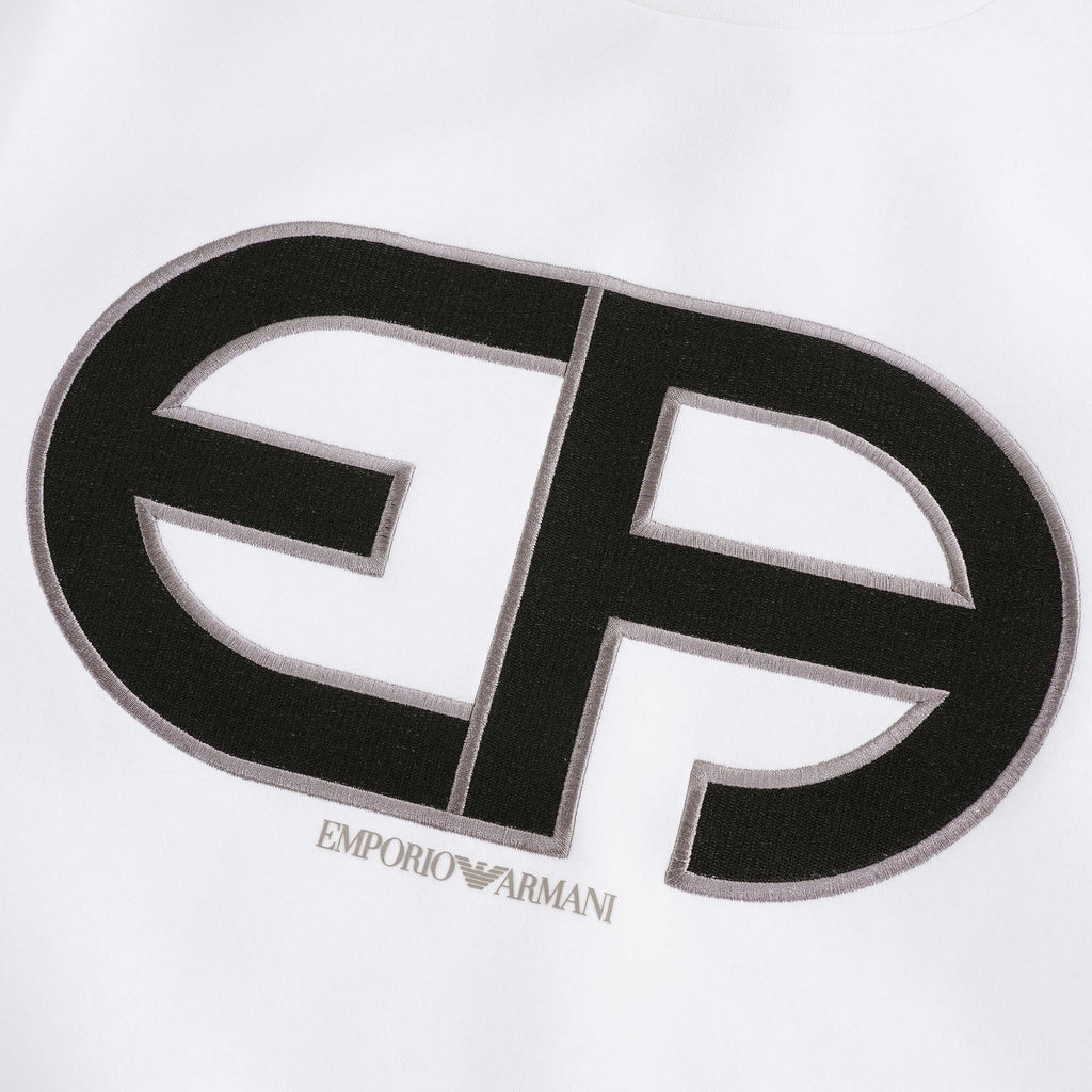 Double Jersey Sweatshirt Oversized Raised R-EAcreate Logo - Bianco