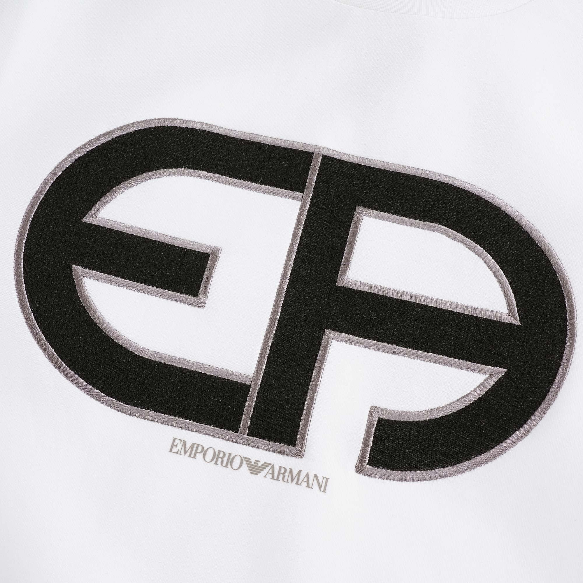 Double Jersey Sweatshirt Oversized Raised R-EAcreate Logo - Bianco