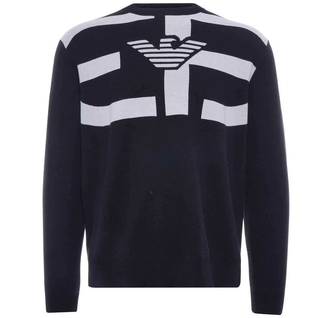Silk Blend Sweater Oversized Jacquard R-EAcreate Logo - Nero