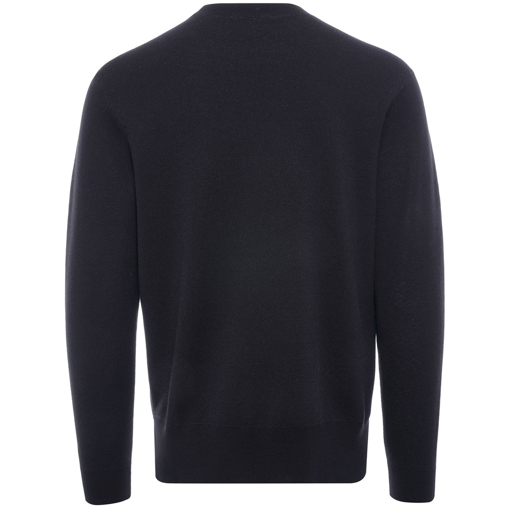 Silk Blend Sweater Oversized Jacquard R-EAcreate Logo - Nero