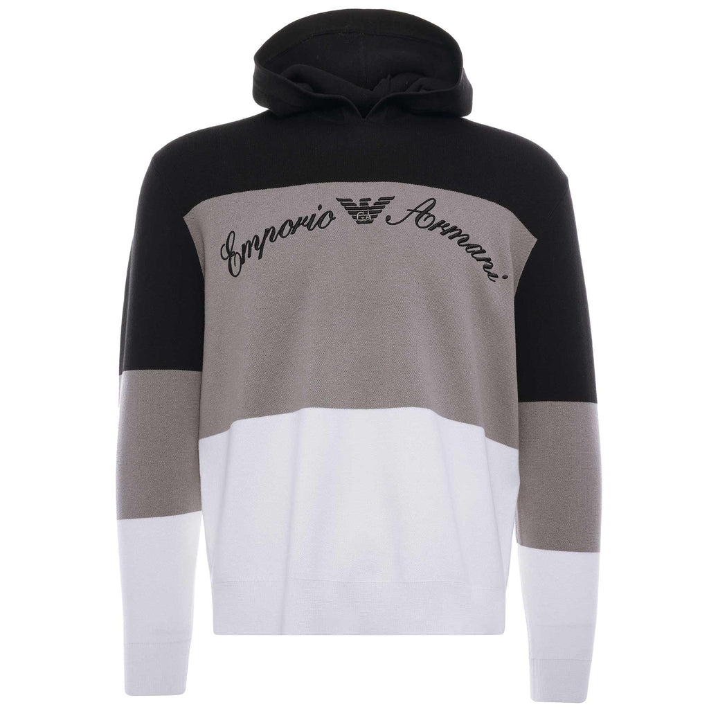 Hooded Silk Blend Colour-Blocked Sweater - Multi