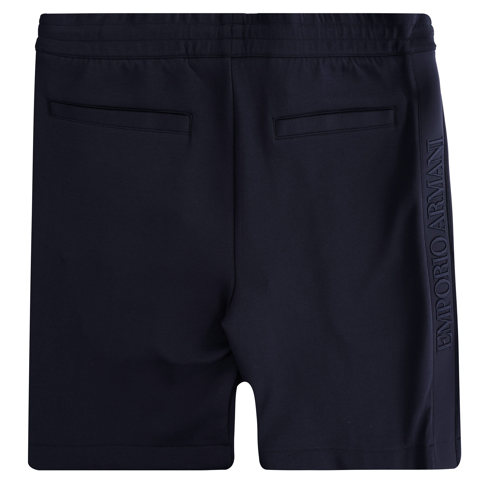 Double-jersey Bermuda Shorts Embroidered Logo Tape - Blu Navy
