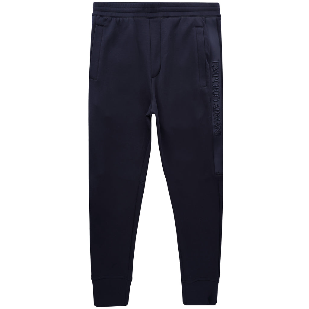 Joggers With Embroidered Logo Tape - Blue Navy