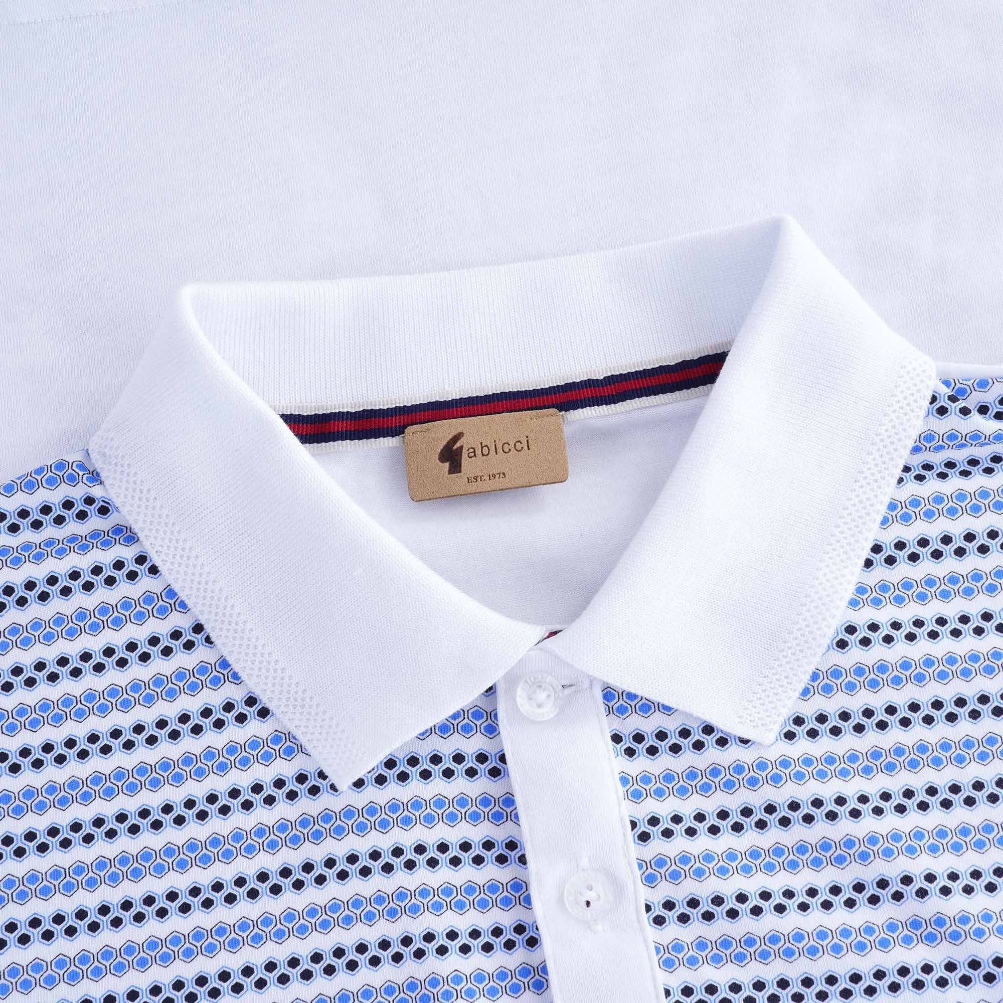 Mills Geometric Design Polo Shirt - White