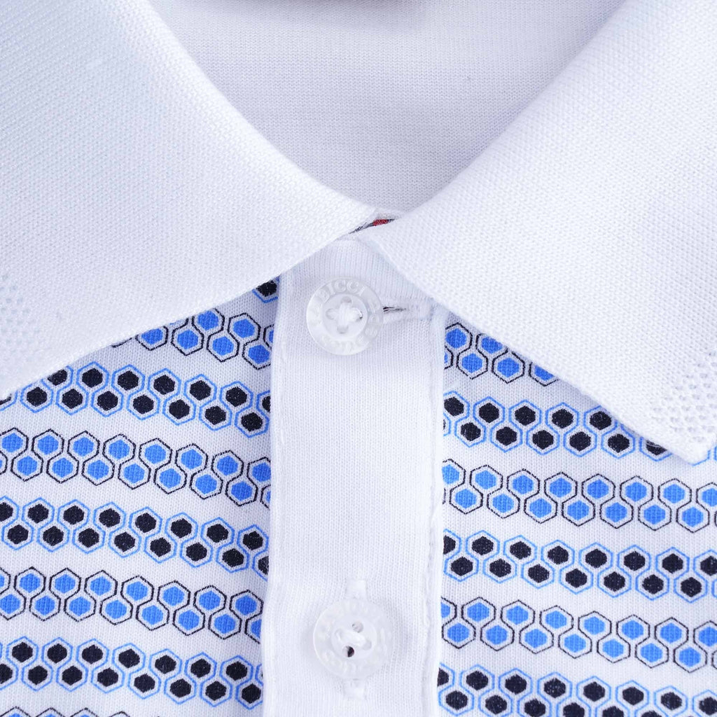 Mills Geometric Design Polo Shirt - White